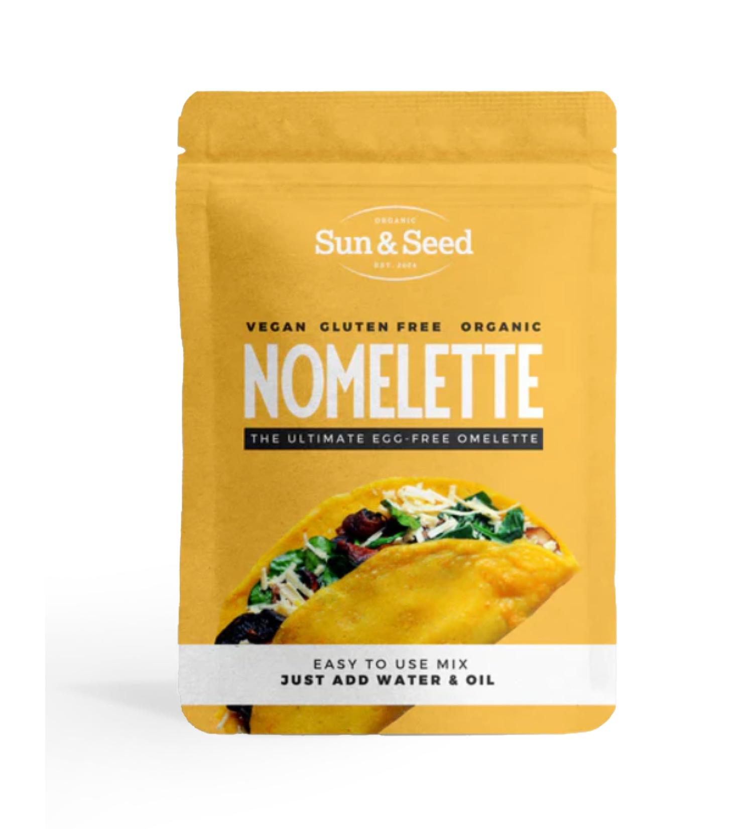 Organic Nomelette Mix by Sun & Seed - 250g - Egg Free Alternative Mix - High in Protein - Plant Based Mix - Vegan Friendly - Makes 10 Omelettes 1 Pack - Buy Online on GoSupps.com