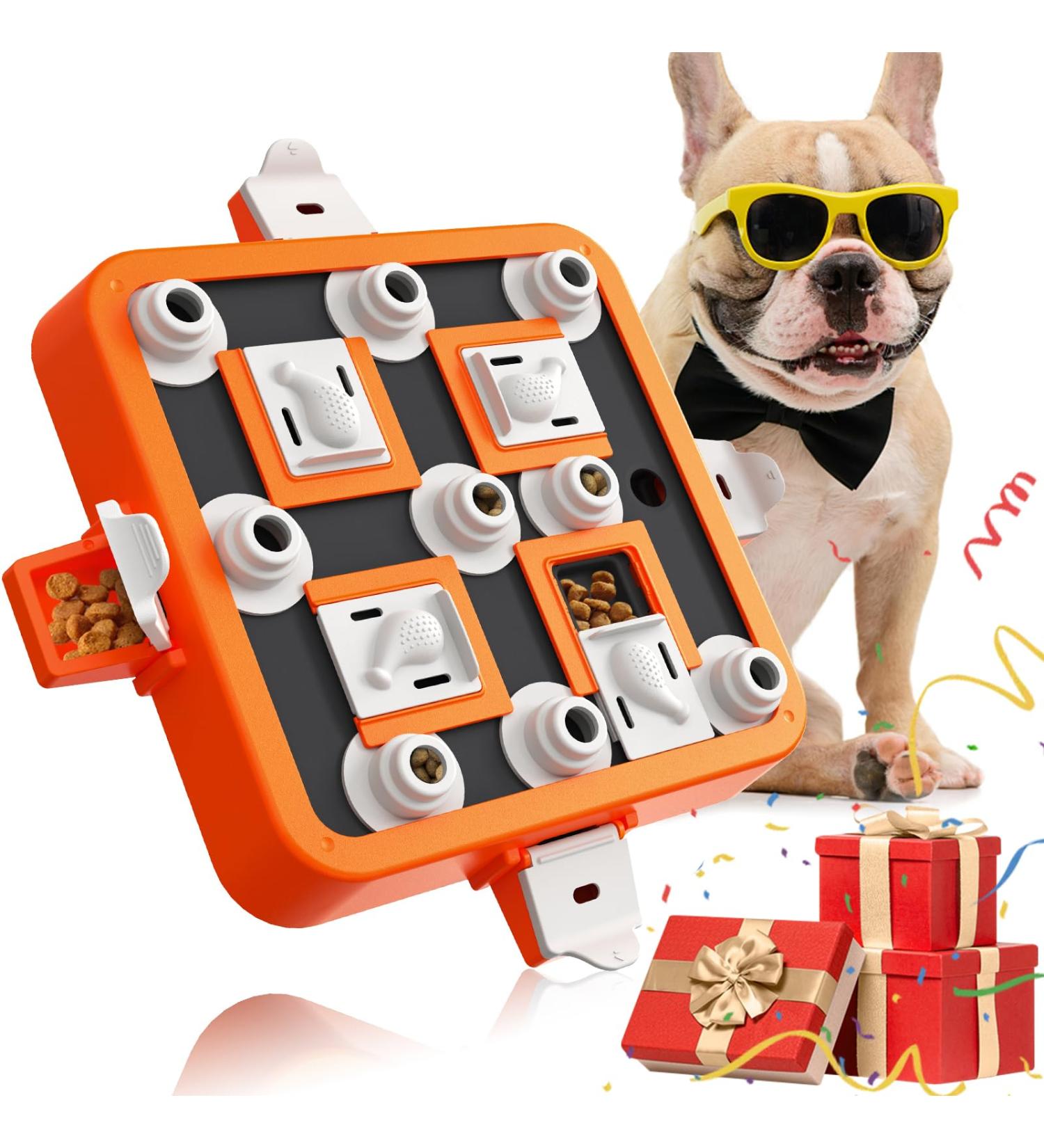 Dufuso Level 3 Dog Intelligence Toys - Slow Feeder for Small Medium & Large Dogs - Tough Puzzle Orange - Buy Online on GoSupps.com