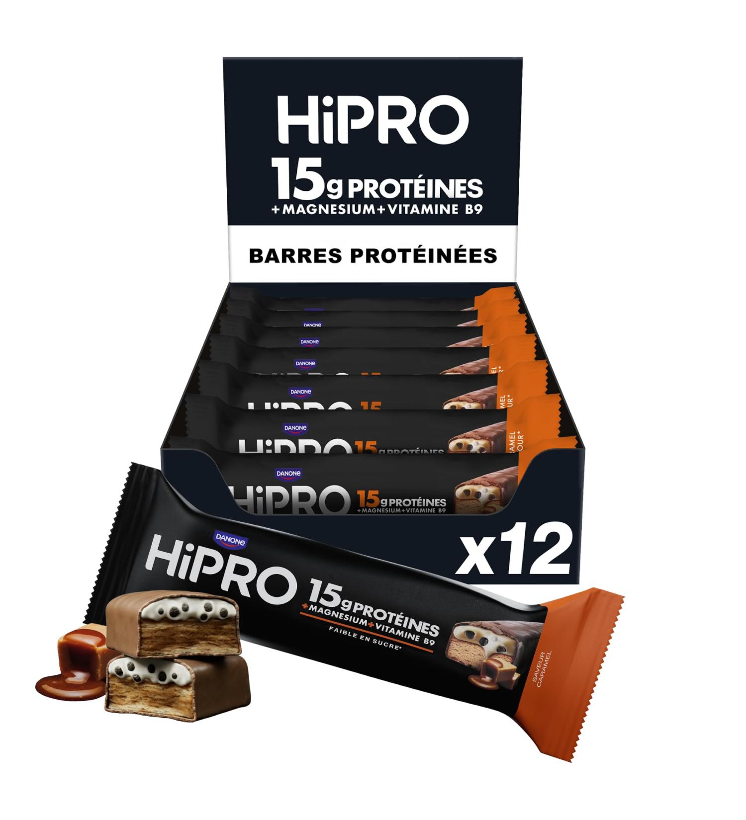 HiPRO Barre Prot in e Caramel 45g Riche en Prot ines Magn sium & Vitamine B9 - Pack de 12 - Buy Online on GoSupps.com