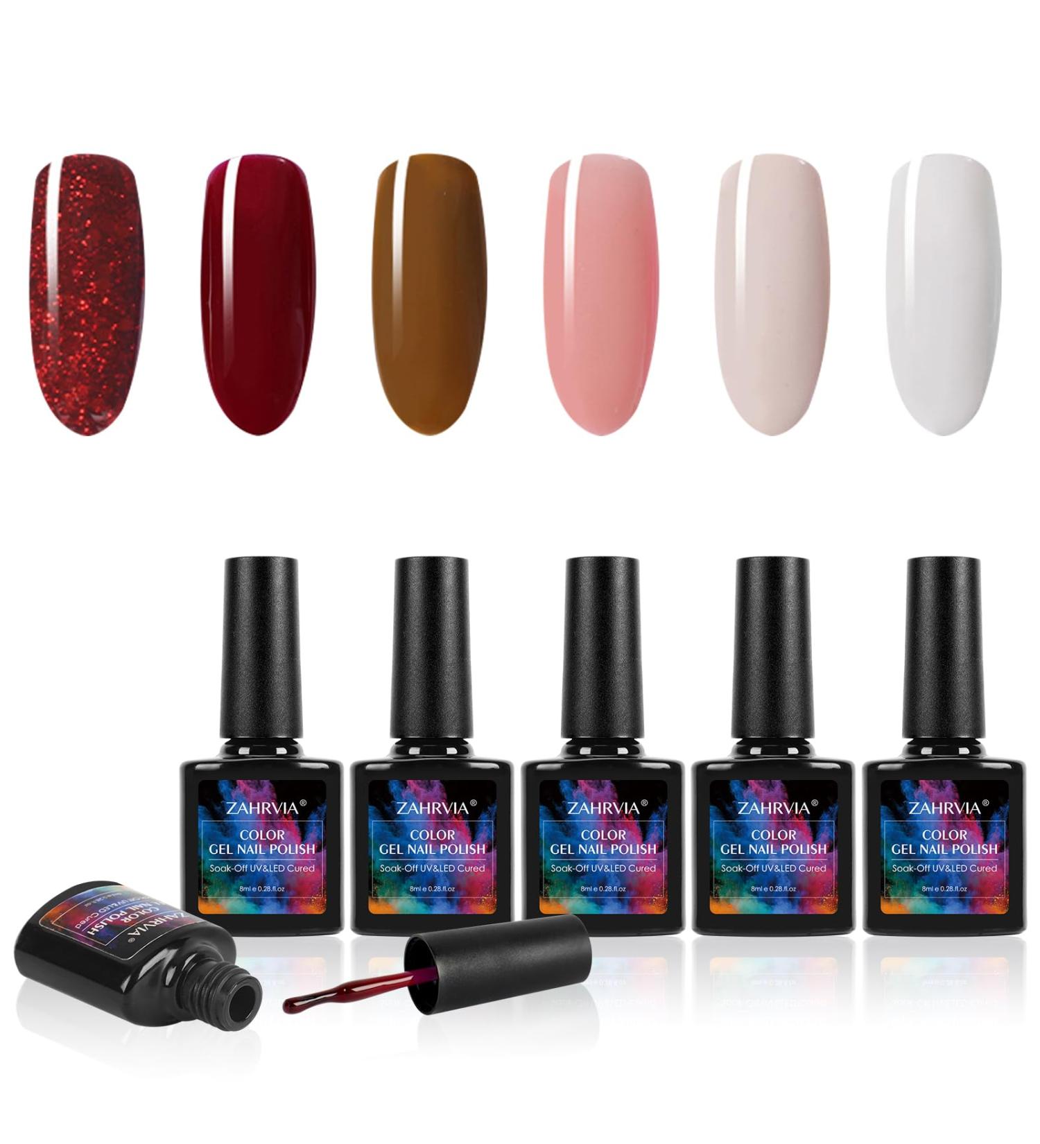 6 Colors Gel Nail Polish Set ZAHRVIA Brown Red Gel Nail Polish Kit Neutral Popular Nail Art Design Soak Off Nail Lamp Nail Polish Gel DIY Manicure French Kit A04 - Buy Online on GoSupps.com