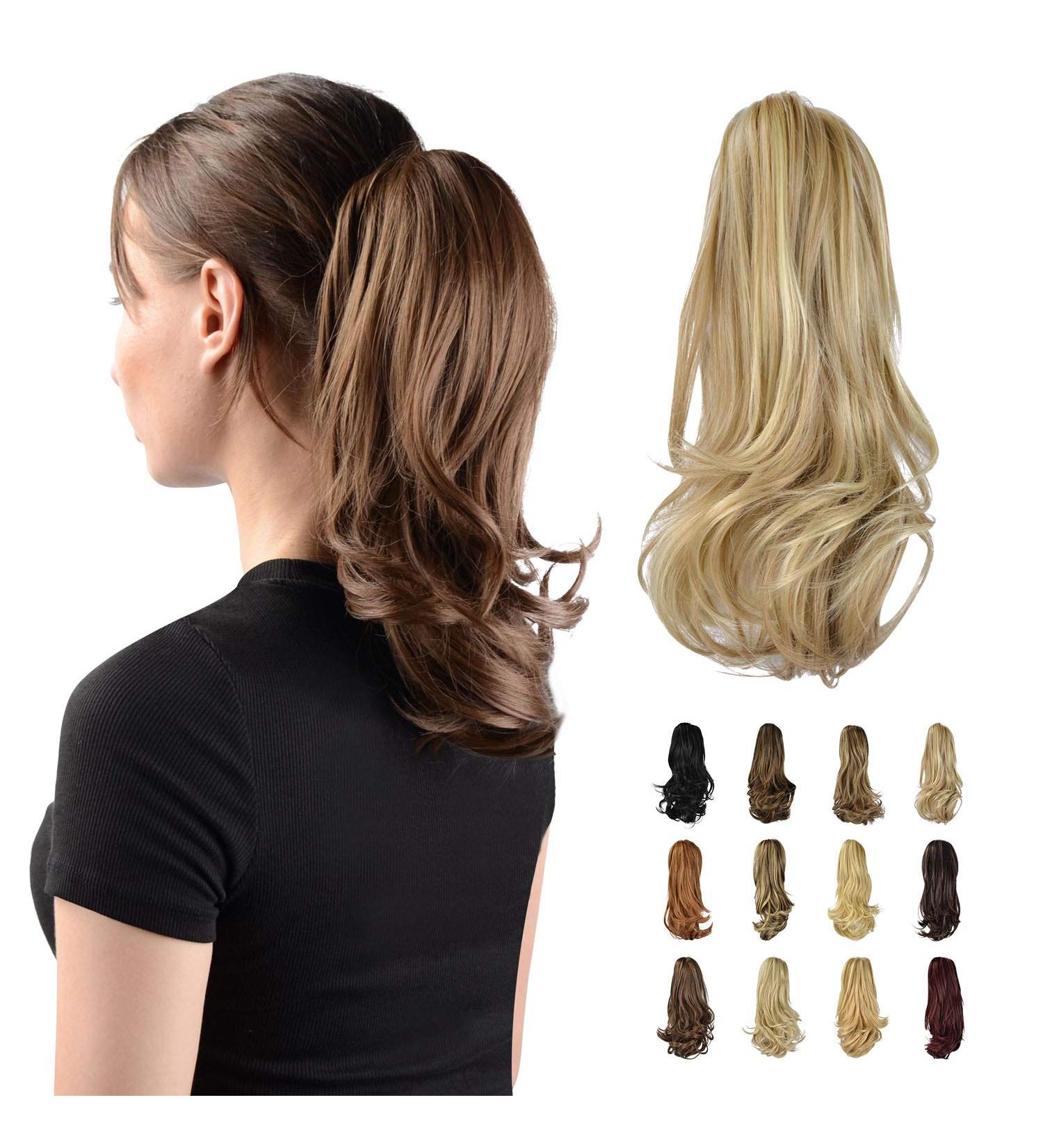 Sofeiyan 13 Long Curly Ponytail Extension | Natural Synthetic Hairpiece Light Ash Brown & Bleach Blonde - Buy Online on GoSupps.com
