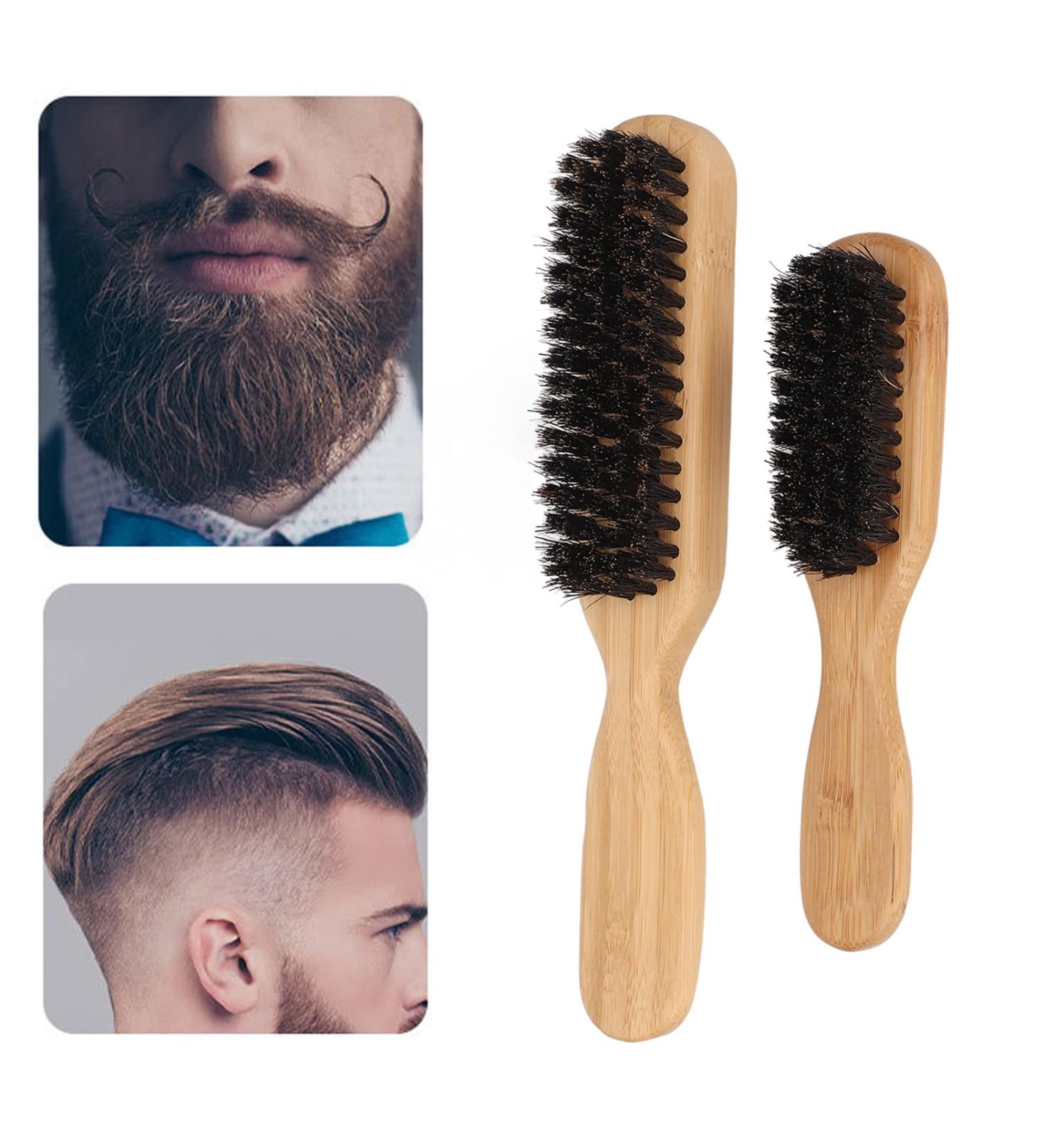 2pcs Beard Brush Set - Wooden Handle Skin-Friendly Barber Tool for Easy Beard Care & Cleaning - Buy Online on GoSupps.com