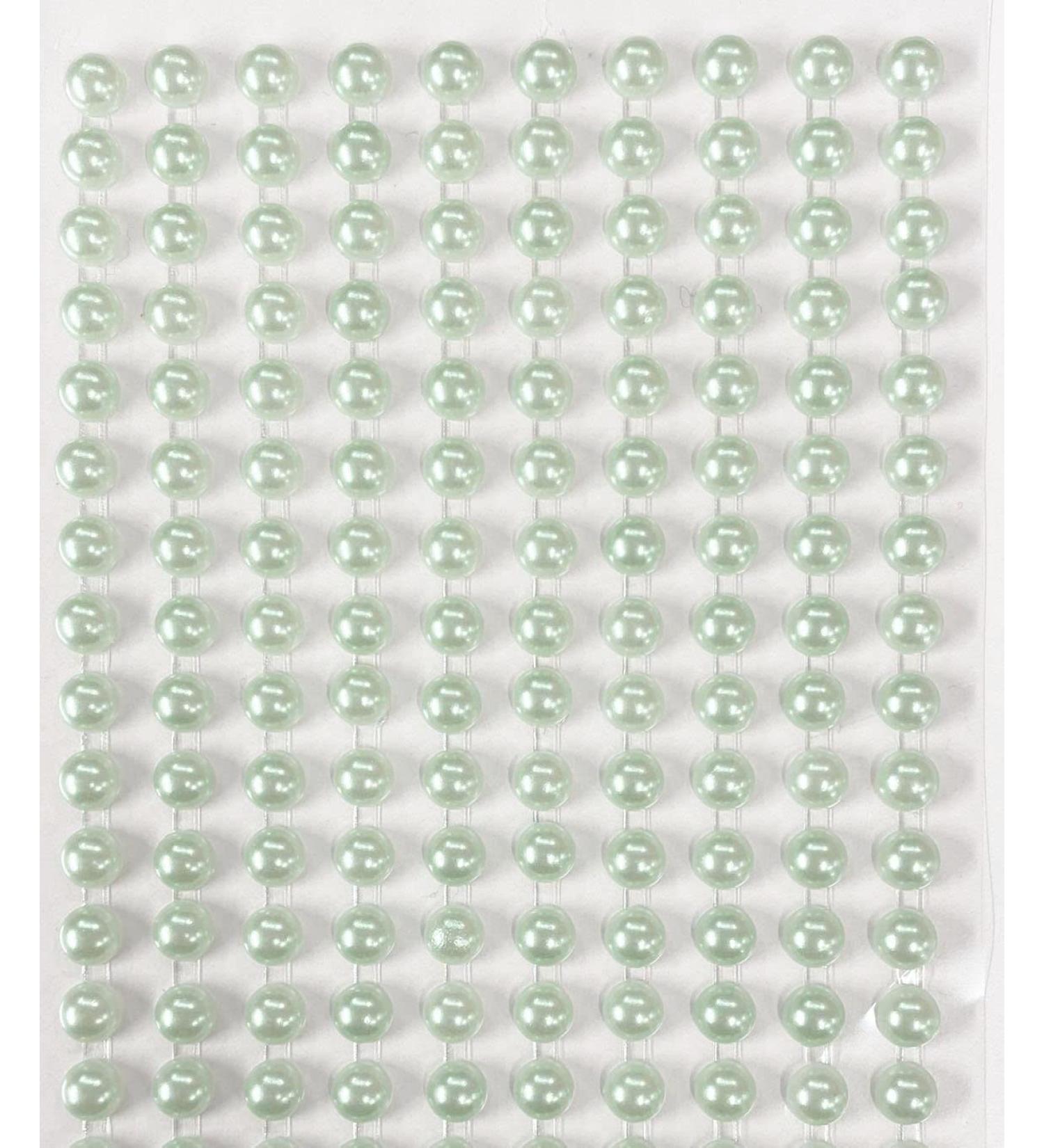400 Self Adhesive Pearls 6mm Small Round Pearl Stick On Adhesive Beads Embellishment (Mint Green)