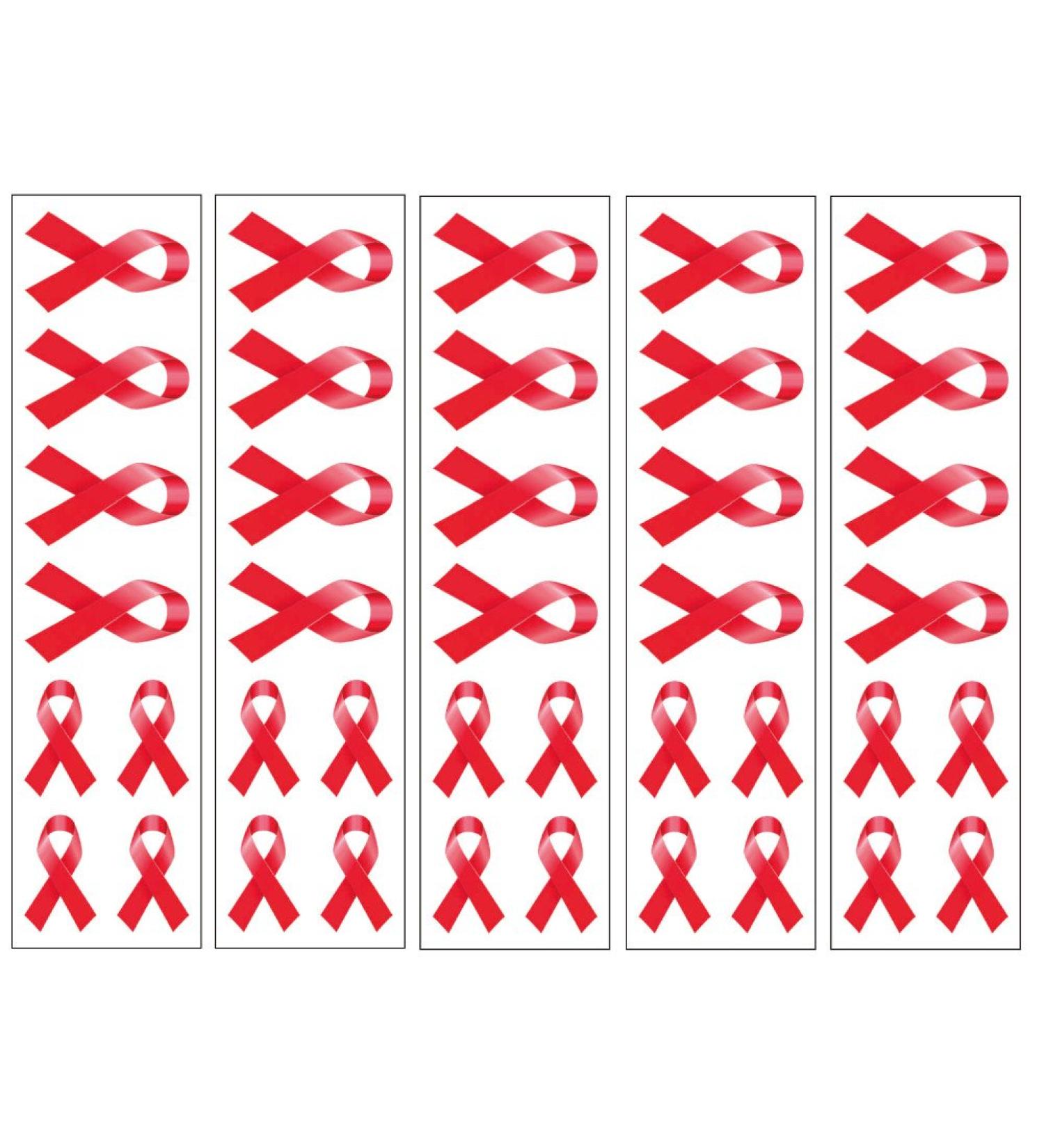 40 Red Ribbon Temporary Tattoos: HIV/AIDS Awareness Tattoo