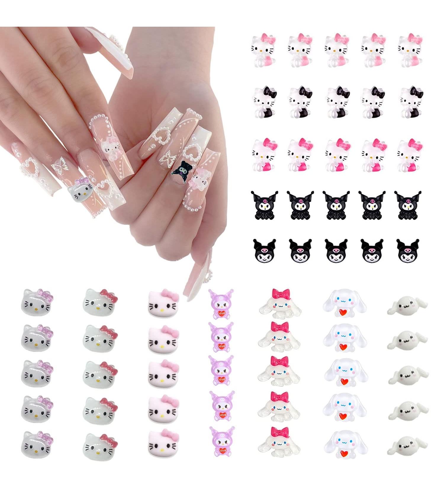 60 Pcs Cartoon Kitty Nail Charms - Kawaii 3D Resin Nail Art Decorations for Y2K Cute Nails - Acrylic Supplies & Rhinestones - Buy Online on GoSupps.com