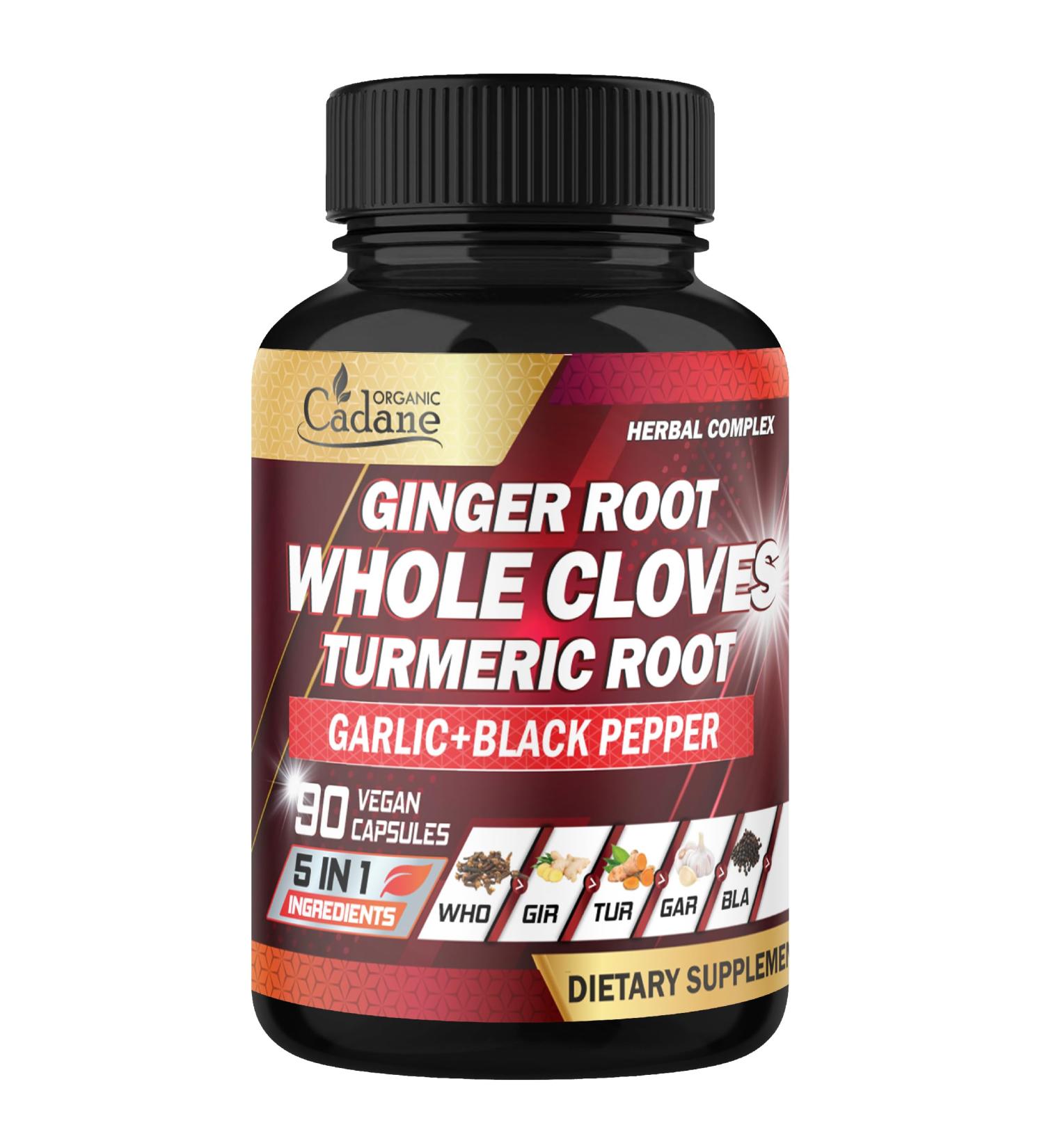 Cadane 5in1 Whole Cloves Herbal Blend | Digestive & Immune Support | Clove Ginger Turmeric Garlic and Black Pepper | Non-GMO Vegan 90 Capsules 45-Day Supply - Buy Online on GoSupps.com