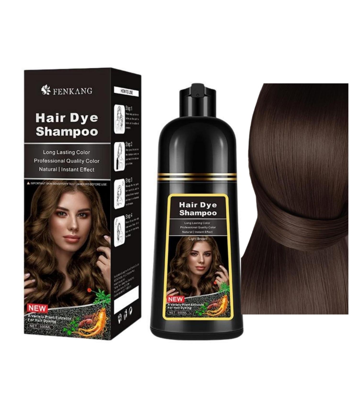 Natural Plant Extract Formula - Hair Dye Shampoo Hassle-free 30-Minute Hair Coloring He Shou Wu Ce Bai Ye & Ginger Infused Nourishing Hair Dye with Fragrant Aroma (Light Brown 500ml) Light Brown 1 count (Pack of 1) - Buy Online on GoSupps.com