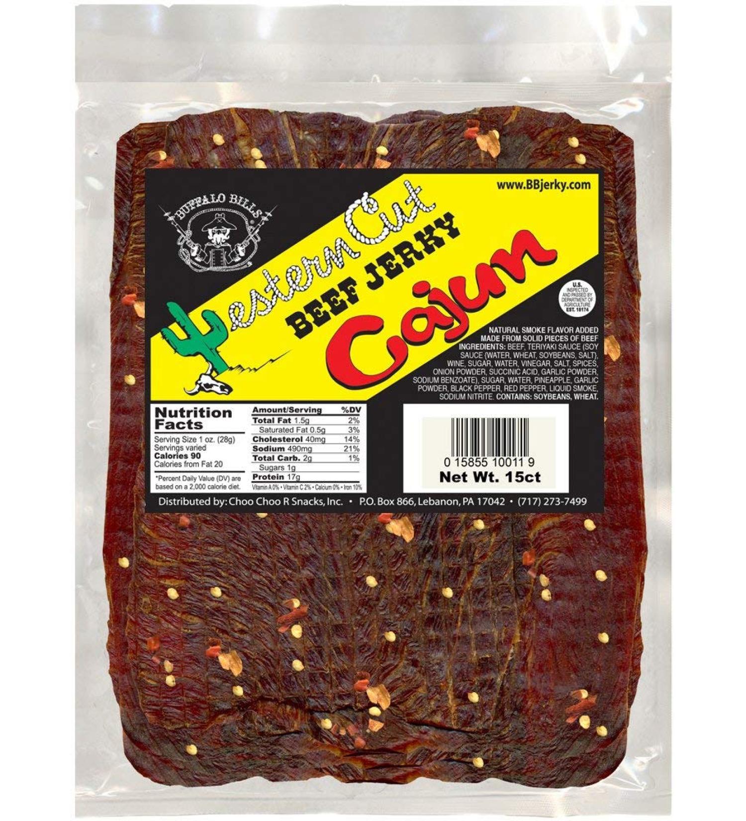 Buffalo Bills Cajun Western Cut Big Slab Beef Jerky (15 beef jerky slabs per bag)