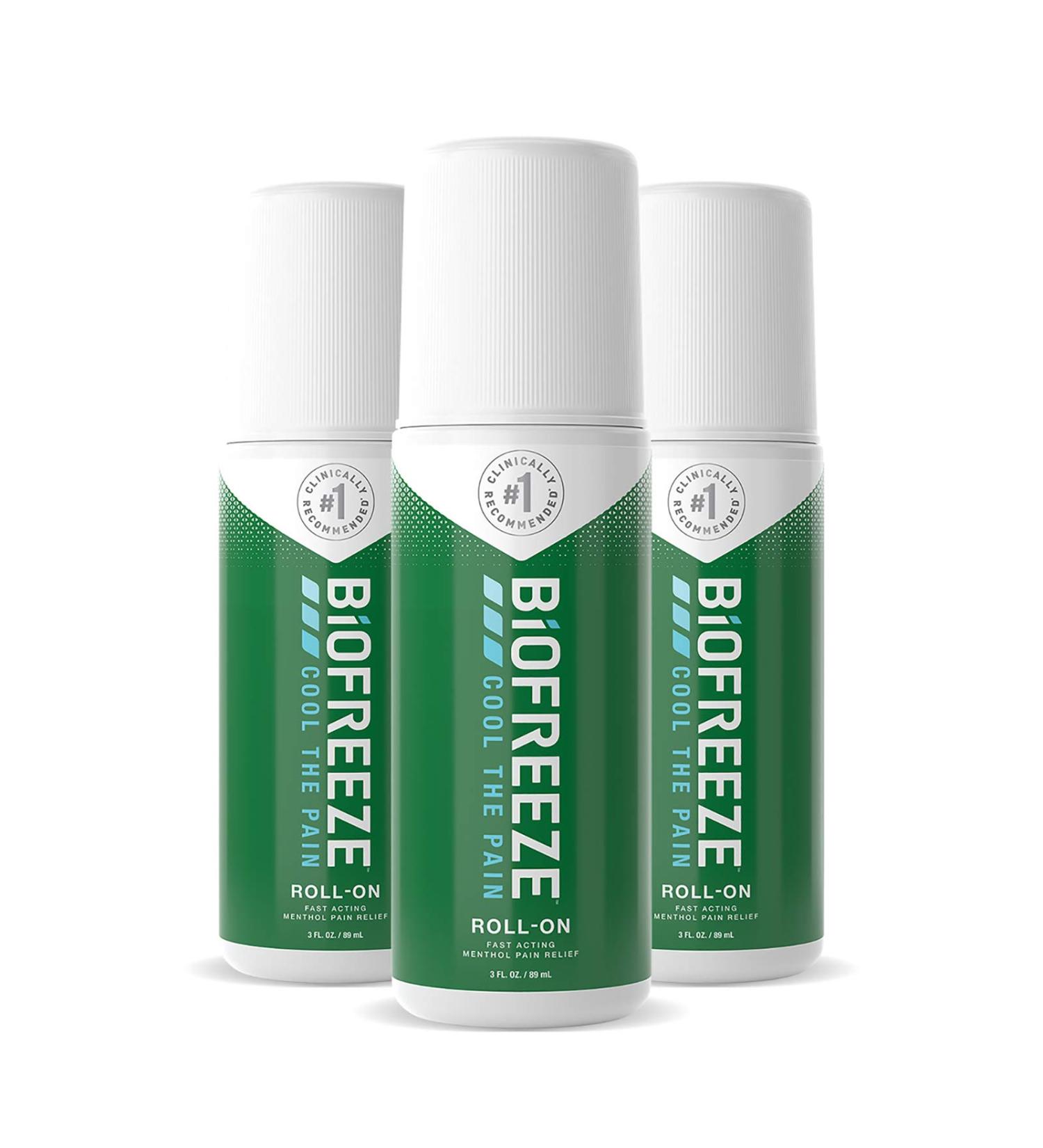 Biofreeze Pain Relief Roll-On 3 oz - Pack of 3 | Fast Acting & Long Lasting Topical Pain Reliever - Buy Online on GoSupps.com