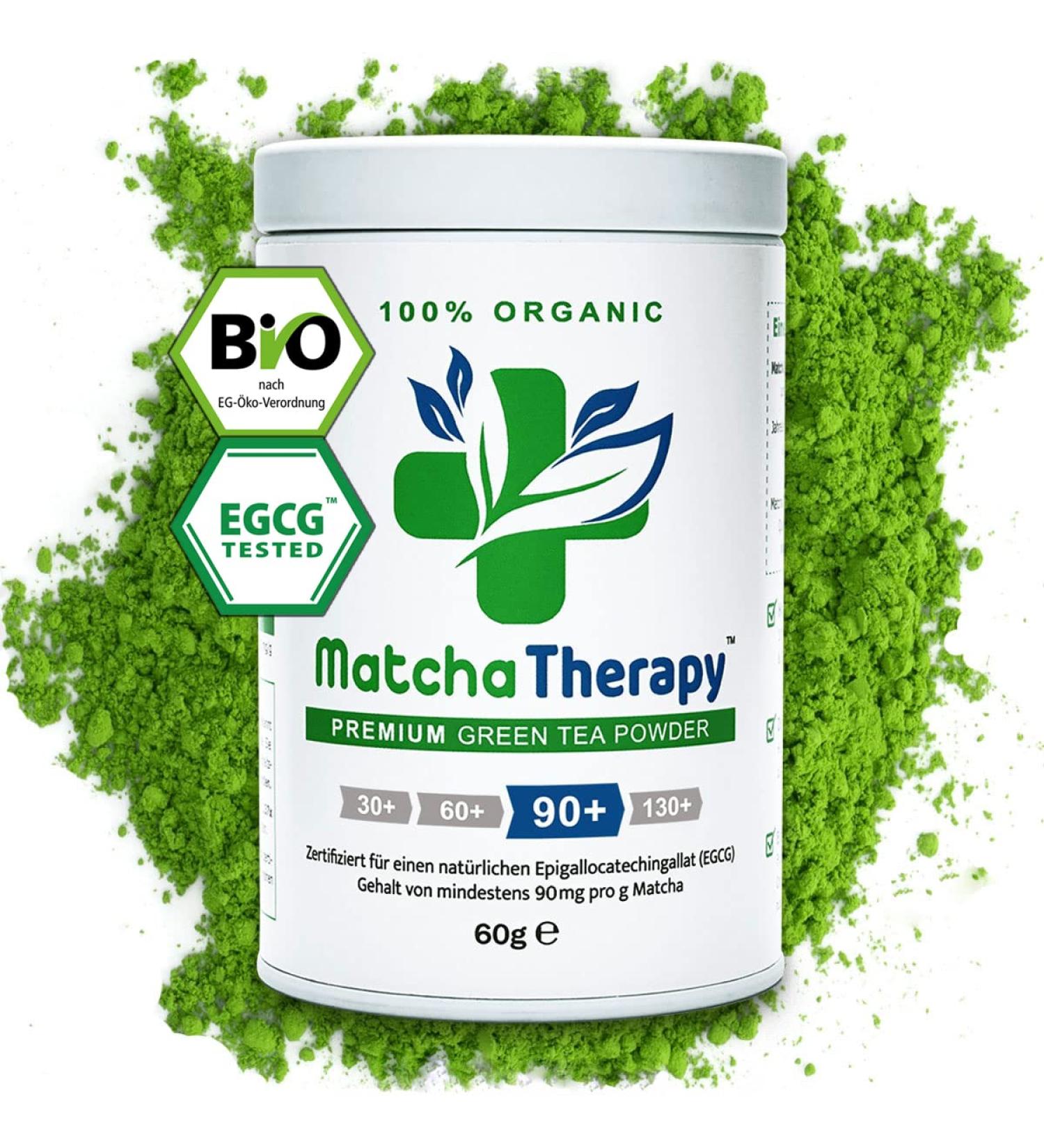 Matcia Therapy 90+ Bio Matcha Tea Powder 60g - Premium Grade Green Tea from Japan | 90mg/g EGCG Catechin | Boost Immunity & Energy - Buy Online on GoSupps.com