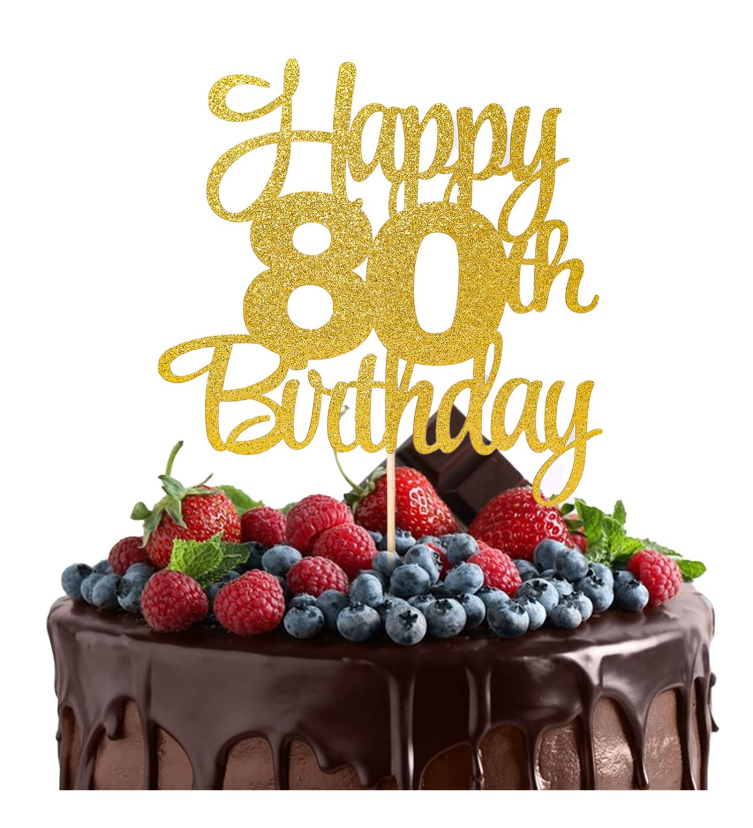 Happy 80th Birthday Cake Topper 80th Birthday Decorations 80th Birthday Cake Topper Gold Happy Birthday Cake Toppers 80 Year Old Birthday Decorations Party Cake Decorations - Buy Online on GoSupps.com
