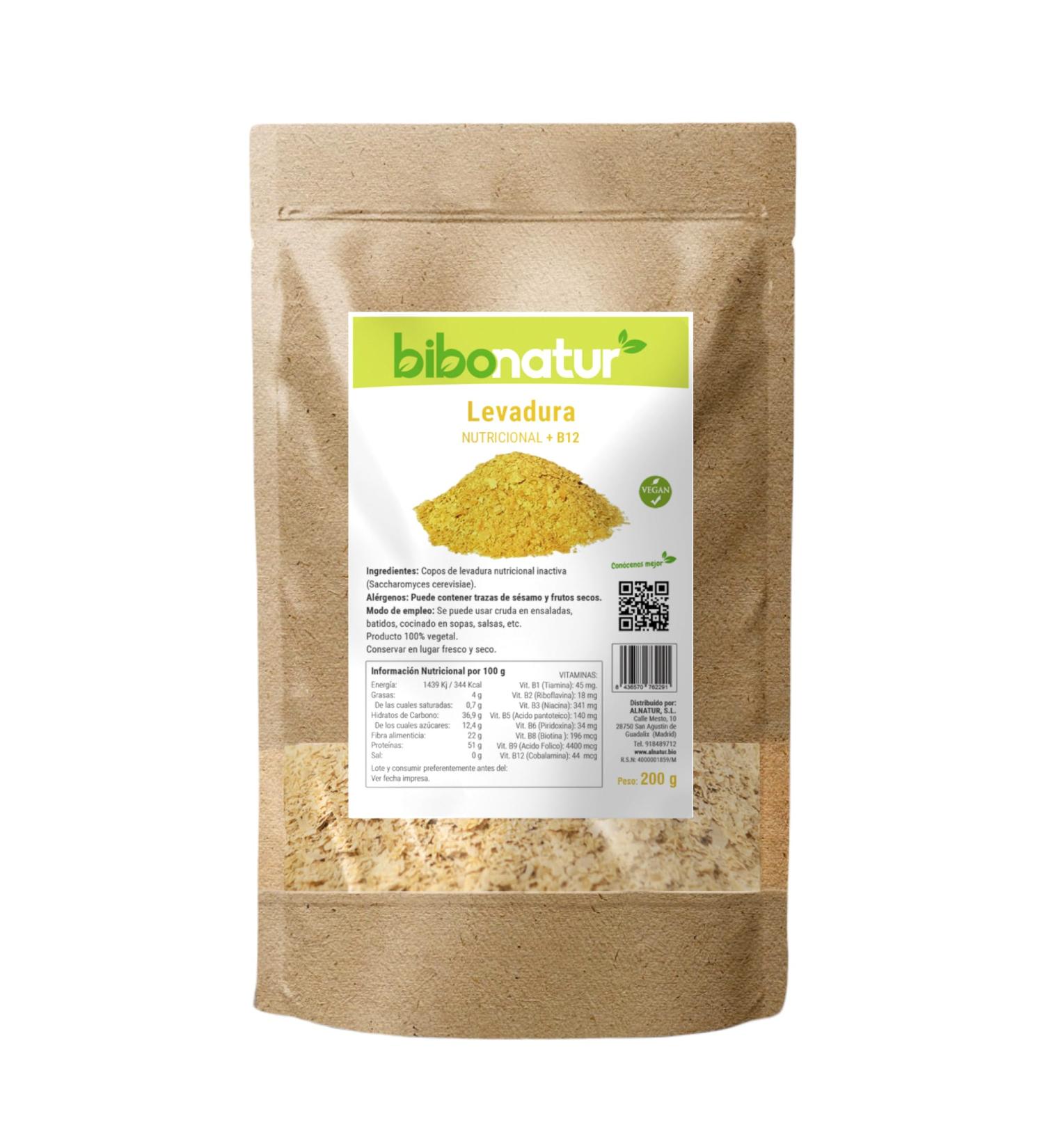  BIBONATURT Bibonatur Nutritional Yeast with Vitamin B12 - Flakes 200 g - Vegan Product - Antioxidant Superfood - Buy Online on GoSupps.com