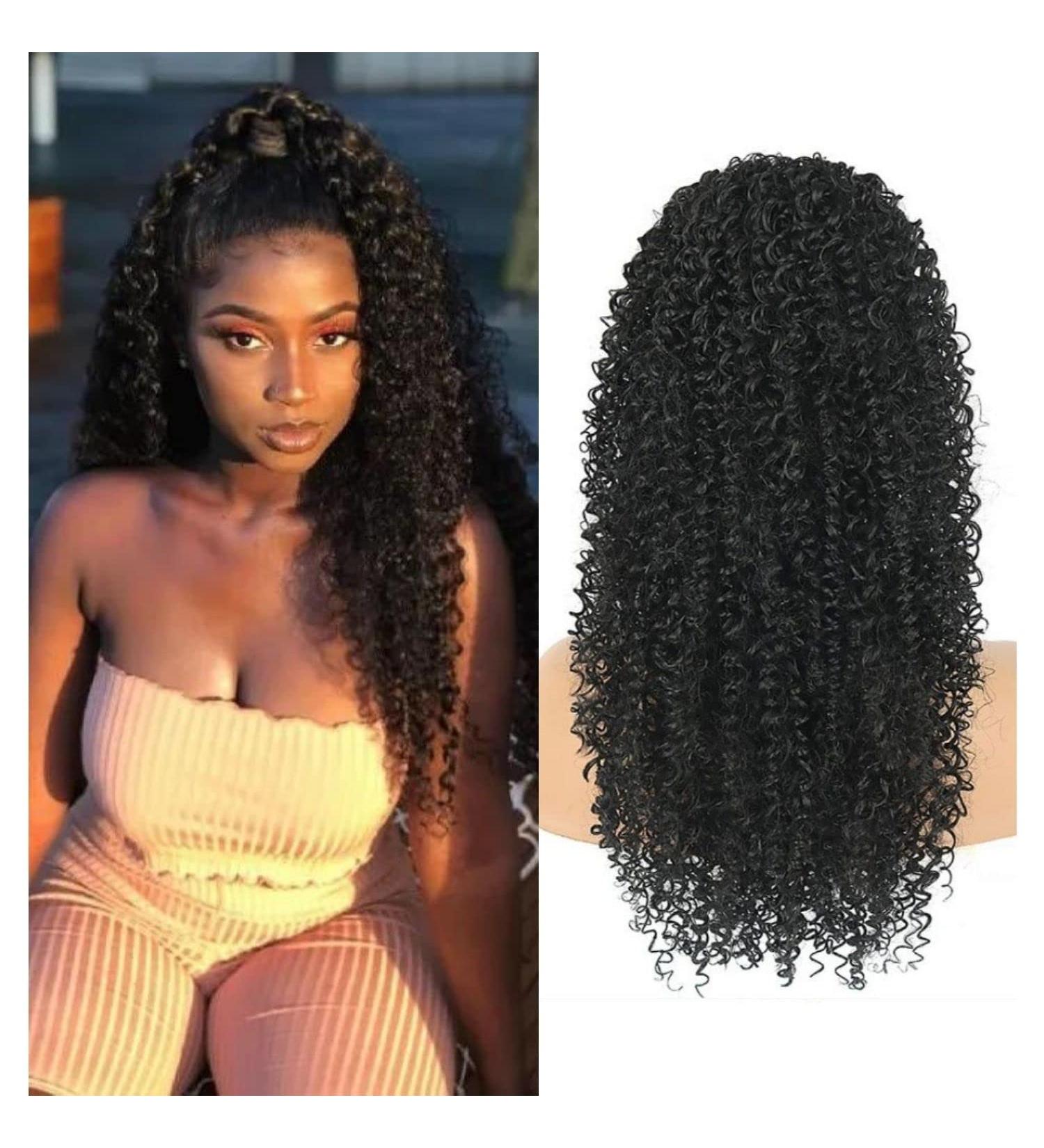 Deep Curly Drawstring Ponytail Extension for Black Women - Kinky Synthetic Hair - Buy Online on GoSupps.com