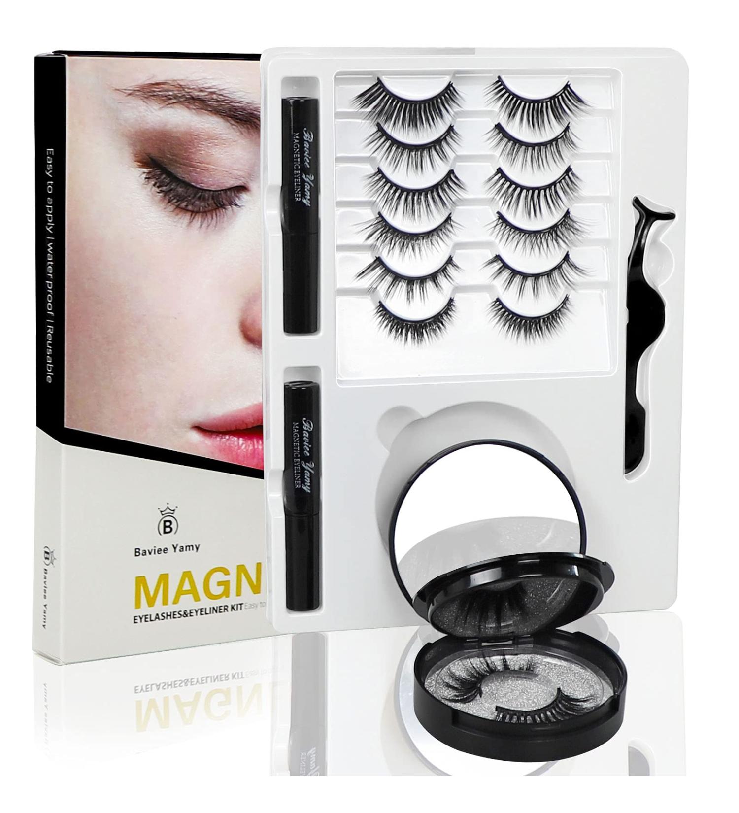 Magnetic Eyelashes with Eyeliners Kit - 8 Pairs 3D/6D Natural Look No Glue Needed - International Shipping Available - Buy Online on GoSupps.com