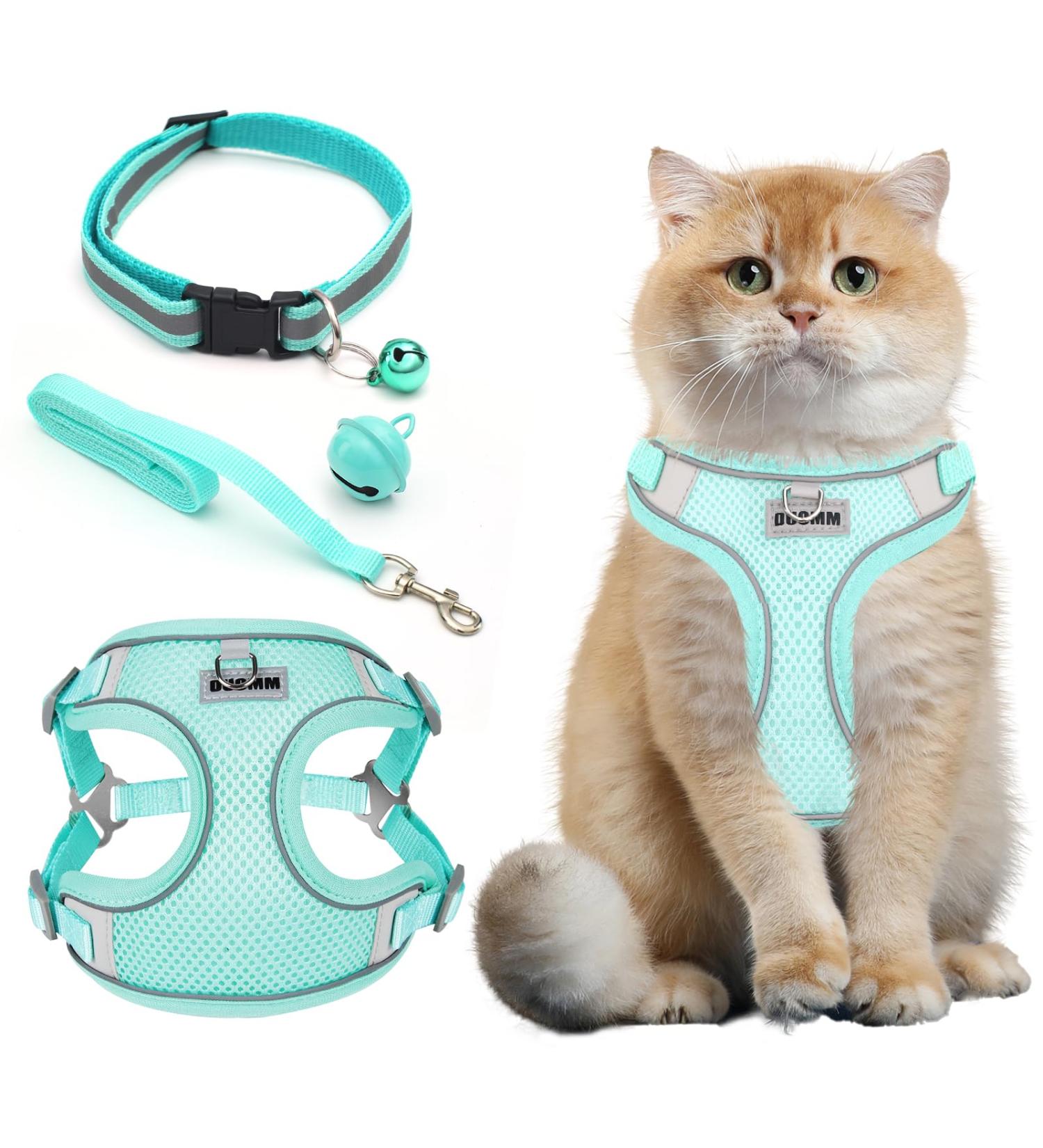 MOSTFUN Escape Proof Cat Harness and Leash Set | Adjustable Soft Mesh Design with Reflective Stripe | Ideal for Small to Medium Cats | Green - Buy Online on GoSupps.com