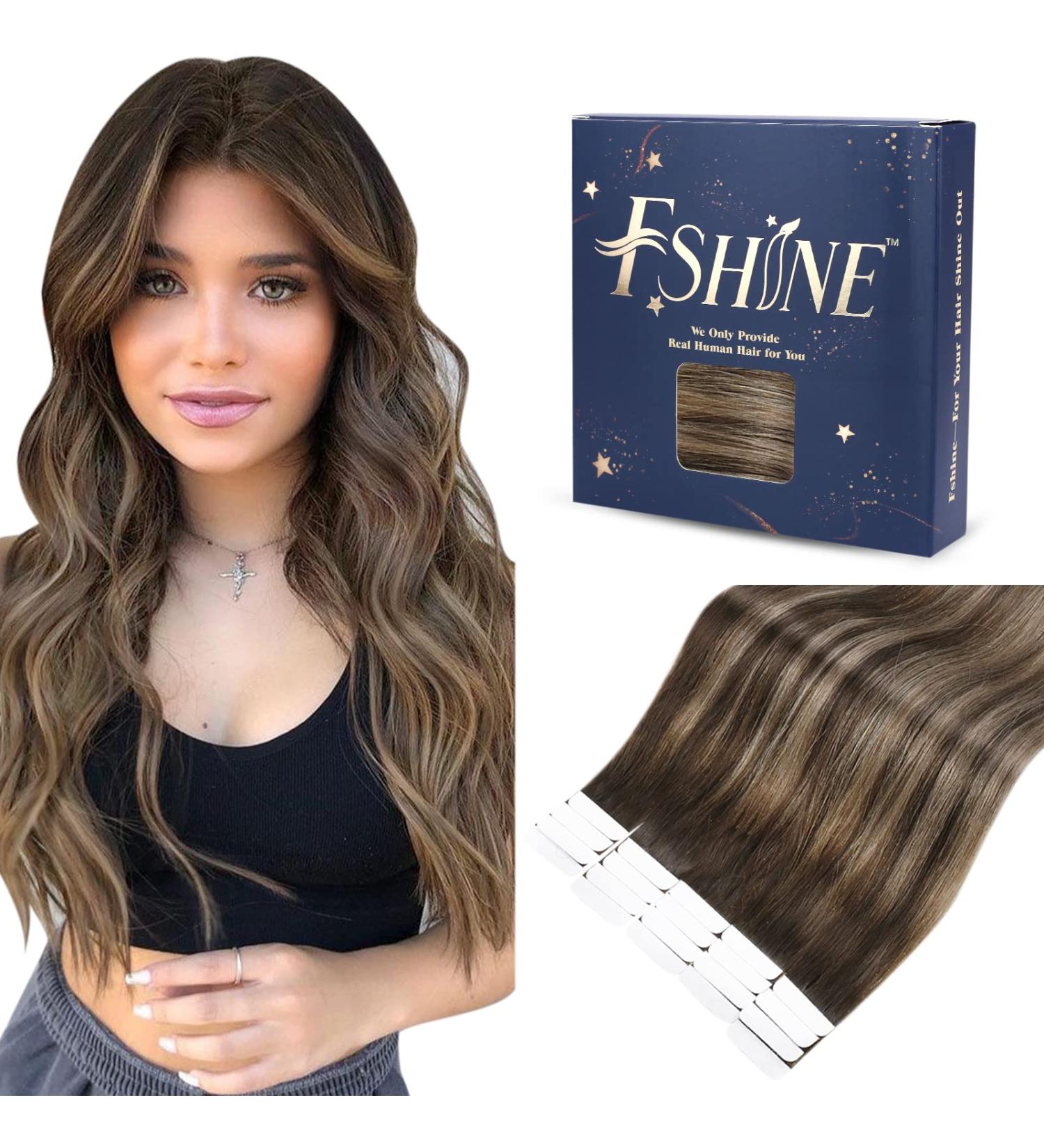 FSHINE Balayage Tape Extensions - Real Hair Dark Brown to Medium Brown - 50g 40cm Remy Tape-In Hair #2/6/2 - Straight Balayage Style - Buy Online on GoSupps.com