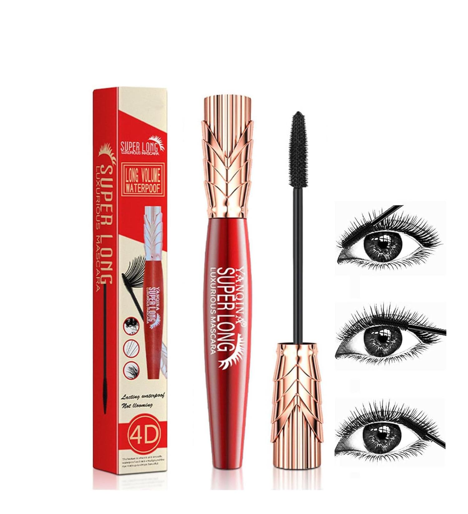 Yanquina Super Long Mascara 4d Long Curling Hold Makeup Mascara Rich Black Mascara Waterproof Sweat Proof Drying Not Sticky No Clumping Black Voluminous Mascara (Black 1) Black 5 g (Pack of 2) - Buy Online on GoSupps.com