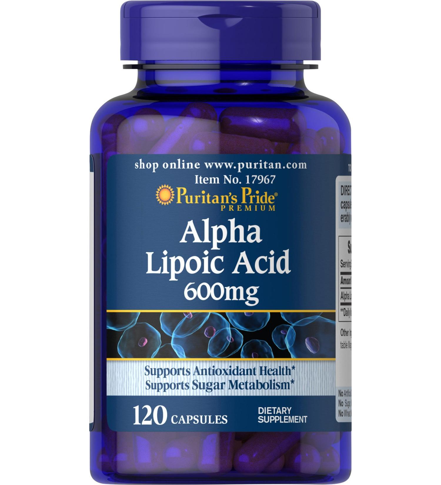 Puritan's Pride Alpha Lipoic Acid 600mg - 120 Count | Premium Antioxidant Supplement - Buy Online on GoSupps.com