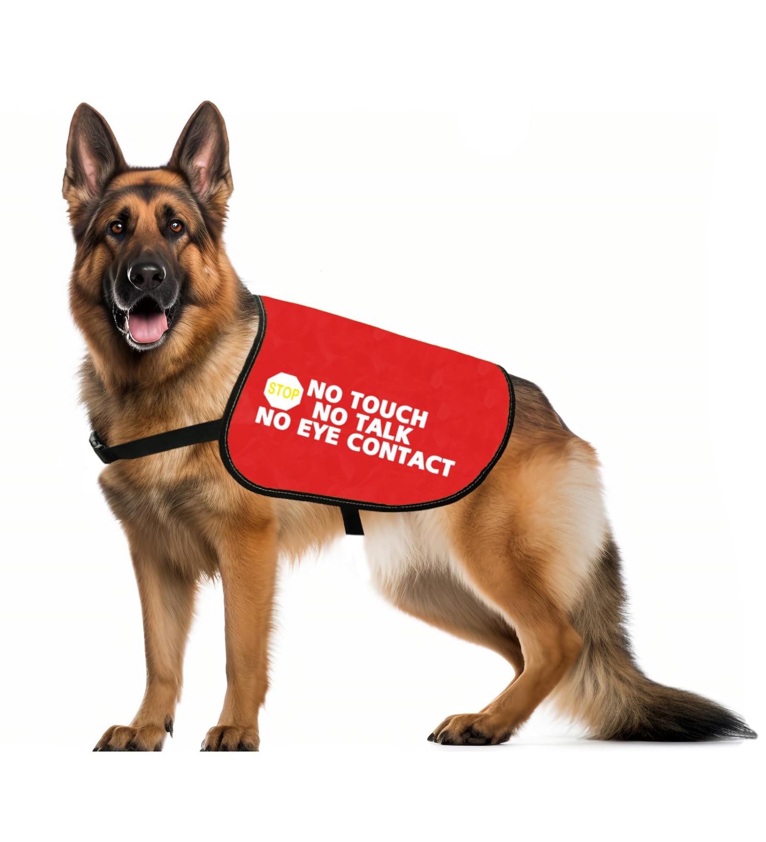 Nervous Dog Jacket Vest Service Dog Working Dog No Touch No Talk No Eye Contact Slogan Warning Vest (EYE CONTACT M) - Buy Online on GoSupps.com