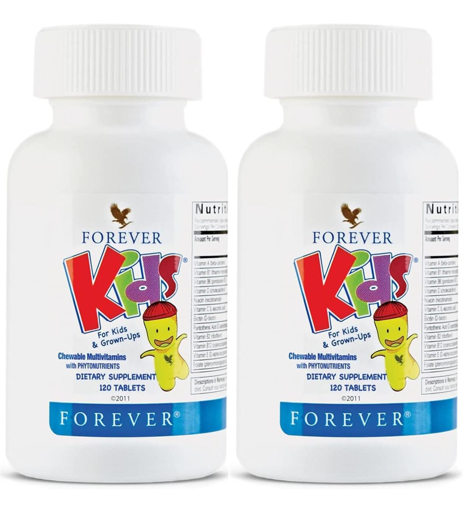 Forever Living - Kids Chewable Multivitamin - Grape Flavor for Healthy Growth and Development - No Artificial Flavors - 120 Tablets (Pack of 2) - Buy Online on GoSupps.com