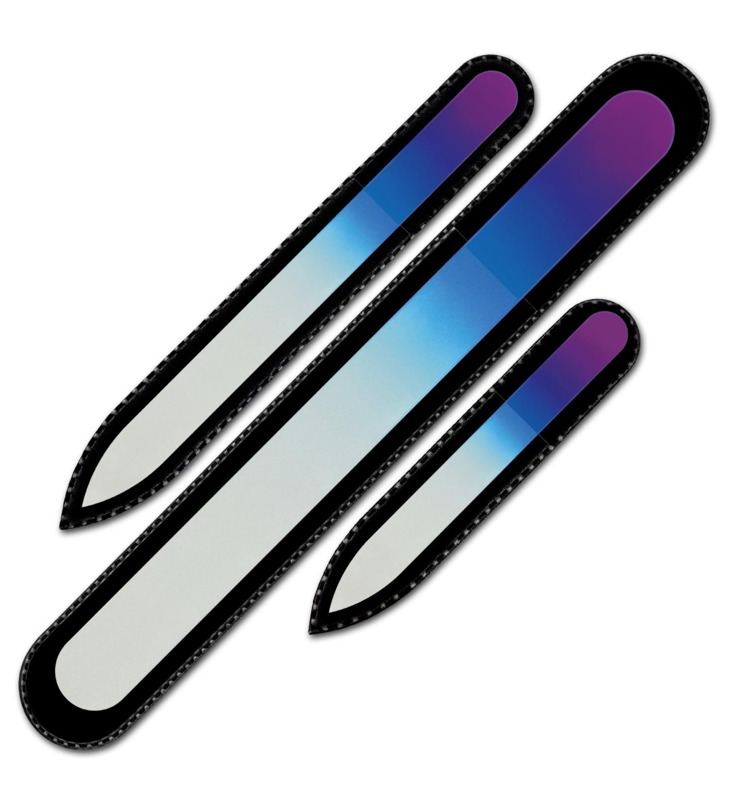 Nail Files - Mont Bleu Gift Set of 3 Crystal Nail Files in Pouch - Rainbow Colors - Genuine Czech Tempered Glass - Gifts for her - Best Glass Nail Files Kit for Natural Nails Magenta Blue - Buy Online on GoSupps.com