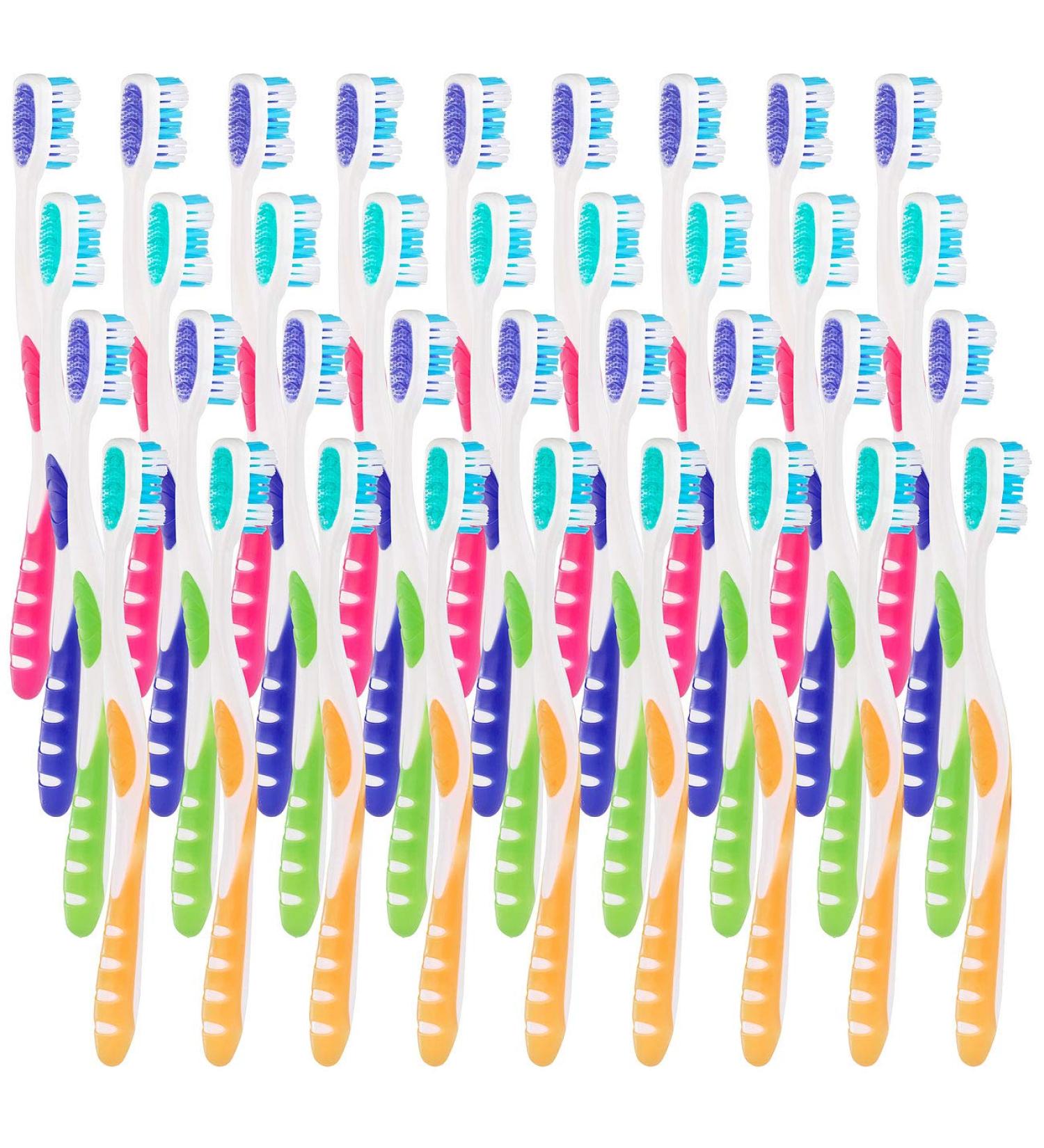 Newgen Medicals 36-Pack Branded Hand Toothbrushes with Tongue Cleaners - Hard 4 Colors | Ideal for Dental Care & Travel - Buy Online on GoSupps.com