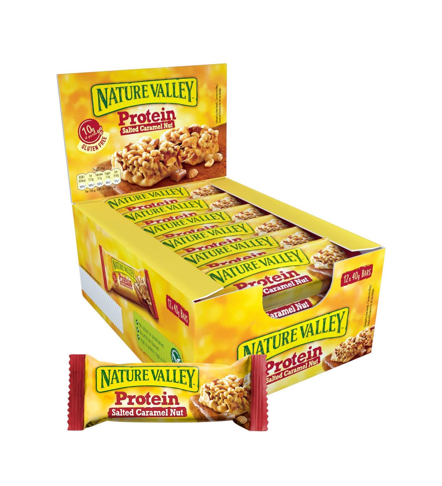 Buy Nature Valley Protein Bar - Salted Caramel (12 x 40g) | High Protein & Fiber Snack | Perfect On-the-Go Protein Snack - Buy Online on GoSupps.com
