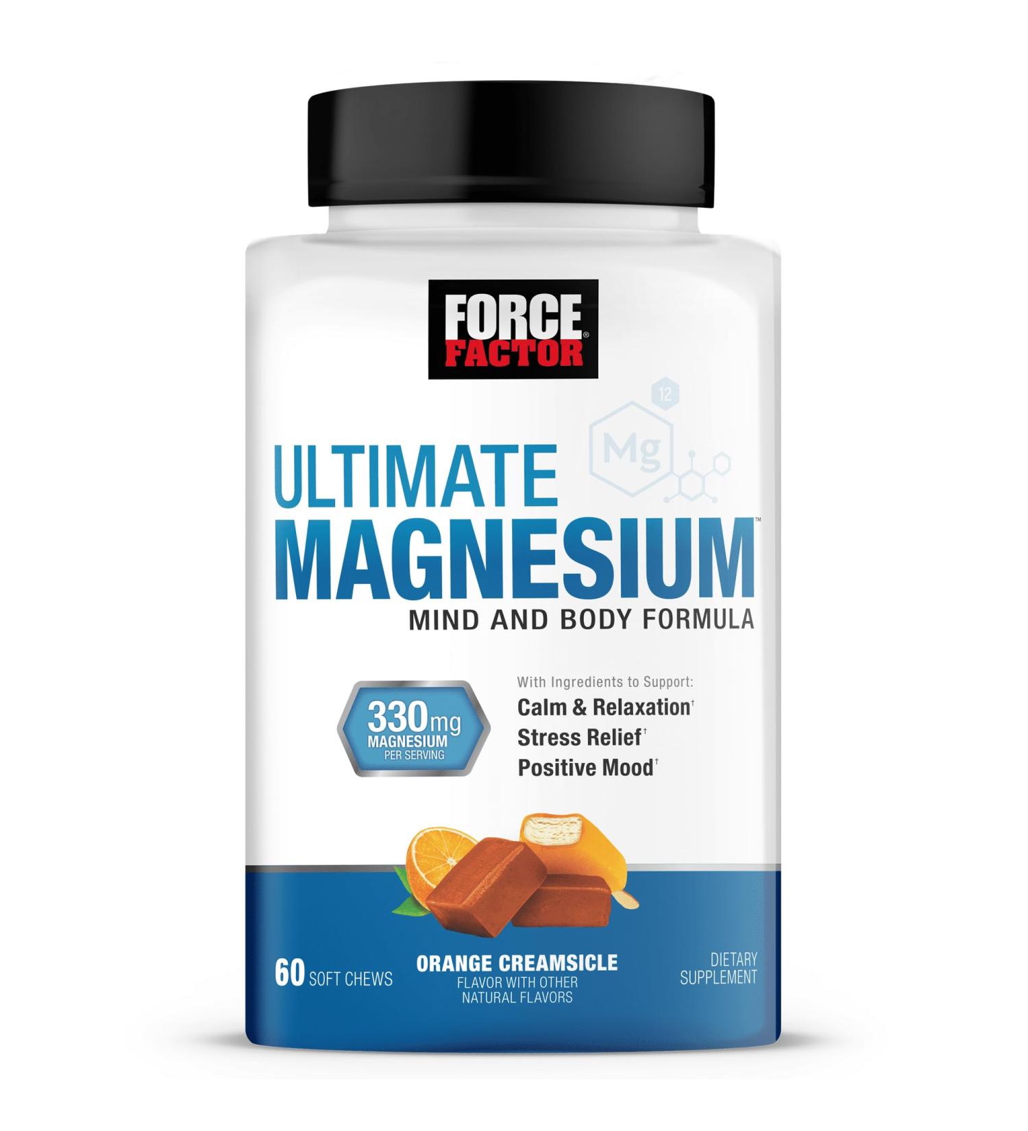 Force Factor Ultimate Magnesium Supplement for Sleep & Stress Relief - Orange Creamsicle Flavor | 60 Soft Chews - Buy Online on GoSupps.com