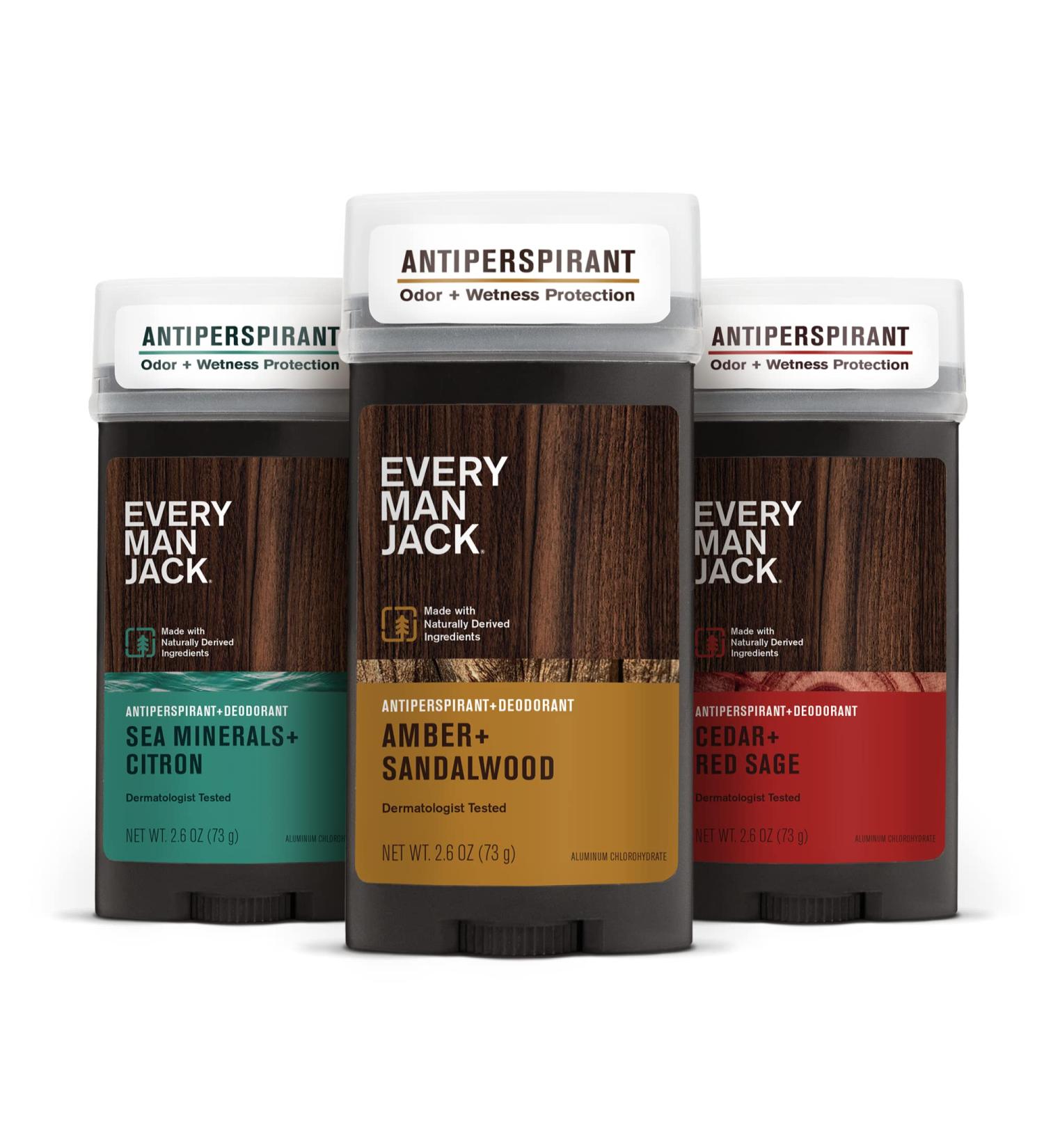 Every Man Jack Men s Antiperspirant Deodorant Variety Set - Stay Fresh with Antiperspirant Men s Deodorant - Odor Crushing Long Lasting Plant-Based and No Harsh Chemicals - 73g - 3 Pack Assorted - Buy Online on GoSupps.com