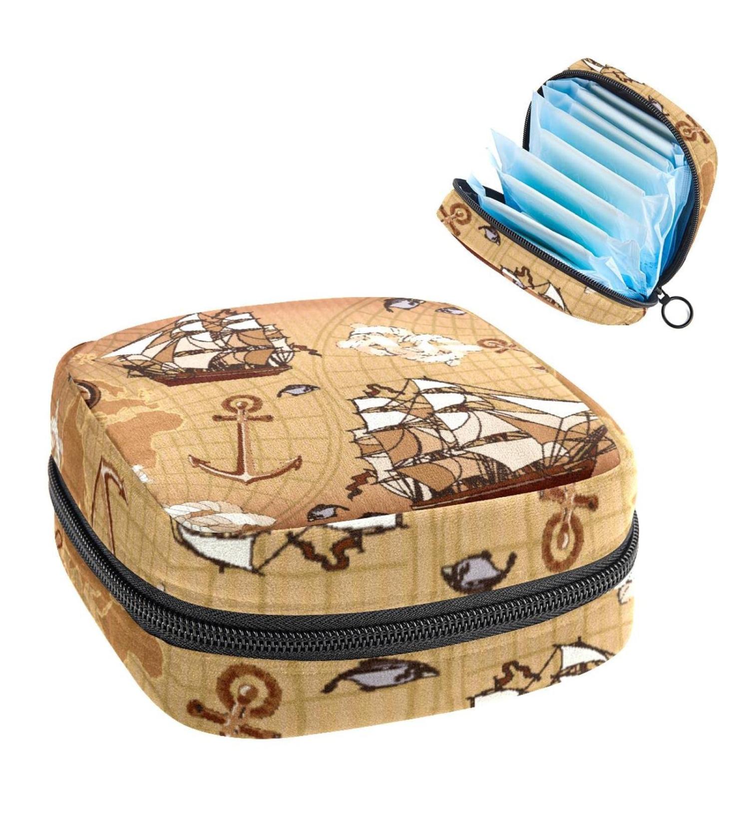 Old Map World Sanitary Napkin Storage Bag Feminine Menstrual Cup Pouches Nursing Pad Holder Tampon Bags Portable Period Bag for Women Teen Girls 1Pcs Multi-colored 15 - Buy Online on GoSupps.com