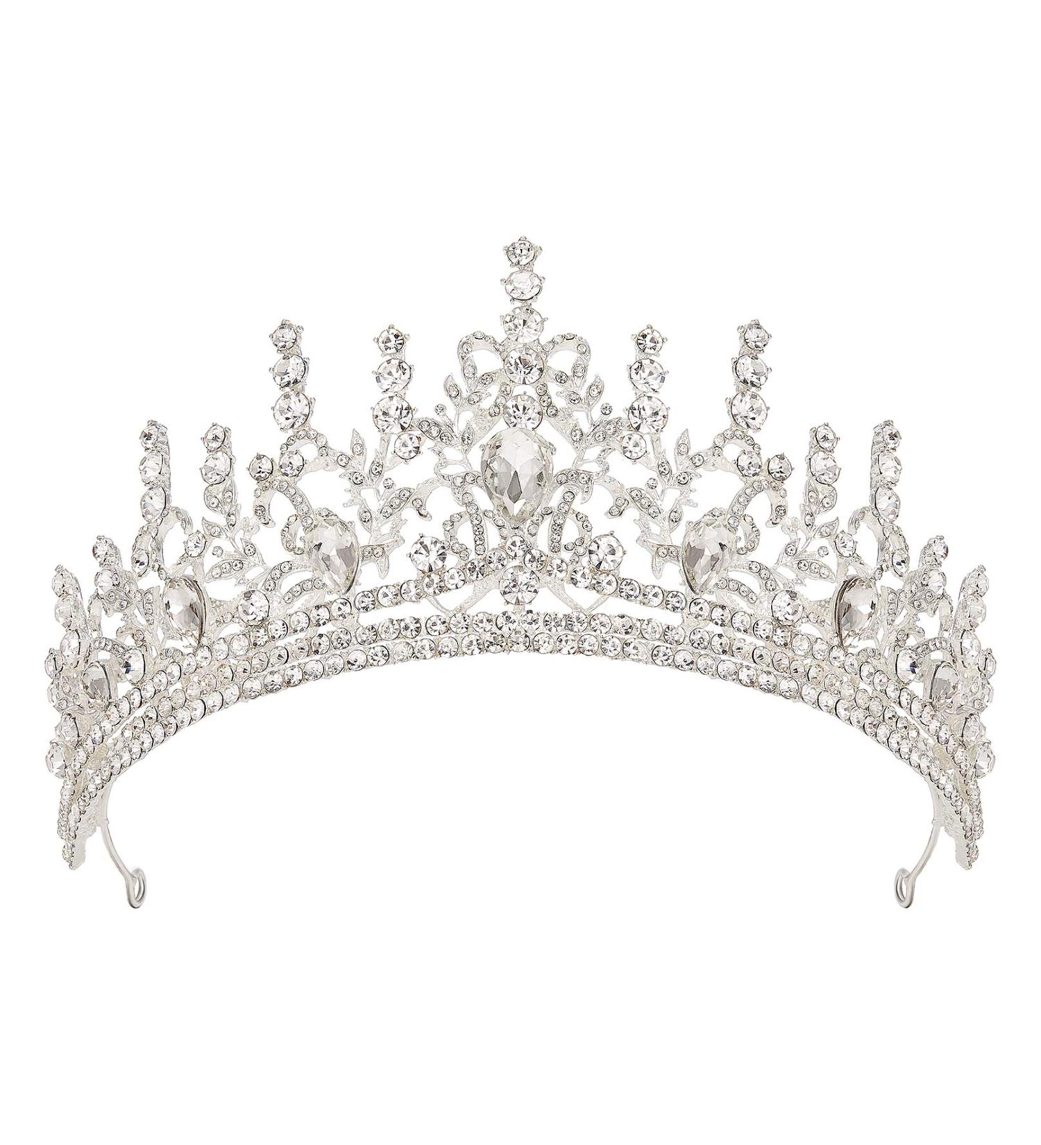 SWEETV Silver Queen Crown Tiara for Women - Wedding & Prom Headpiece - Buy Online on GoSupps.com
