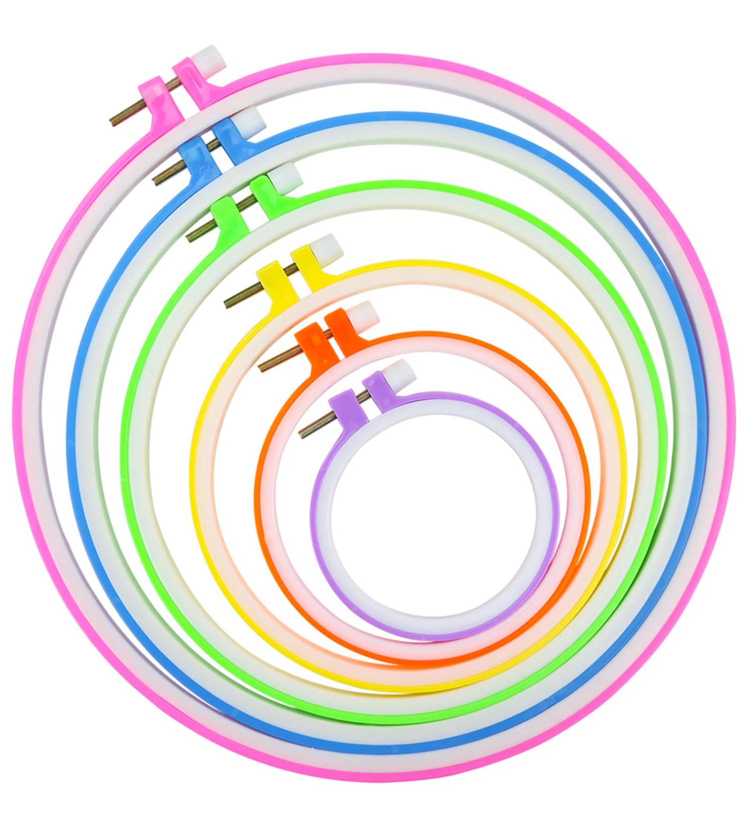 Similane Embroidery Hoops Set - 6 Plastic Cross Stitch Hoop Rings (3.4-10.2 inch), Multicolor - Ideal for Embroidery and Cross Stitch - Buy Online on GoSupps.com