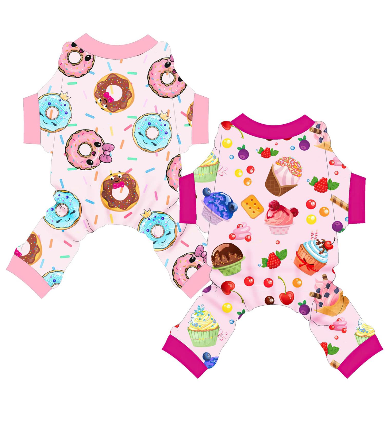 Sebaoyu Small Dog Pajamas - Winter Fleece Chihuahua Sweater | Pet Puppy Onesie Outfit | Female Bodysuit Cat Costume - Small Donuts & Ice Cream Pattern - Buy Online on GoSupps.com