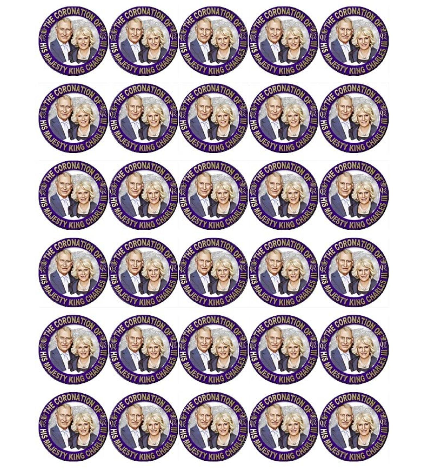 30 King Charles III Camilla Roayl Family Coronation Cupcake Toppers Edible Wafer Paper Fairy Cake Toppers Birthday Cakes Decorations