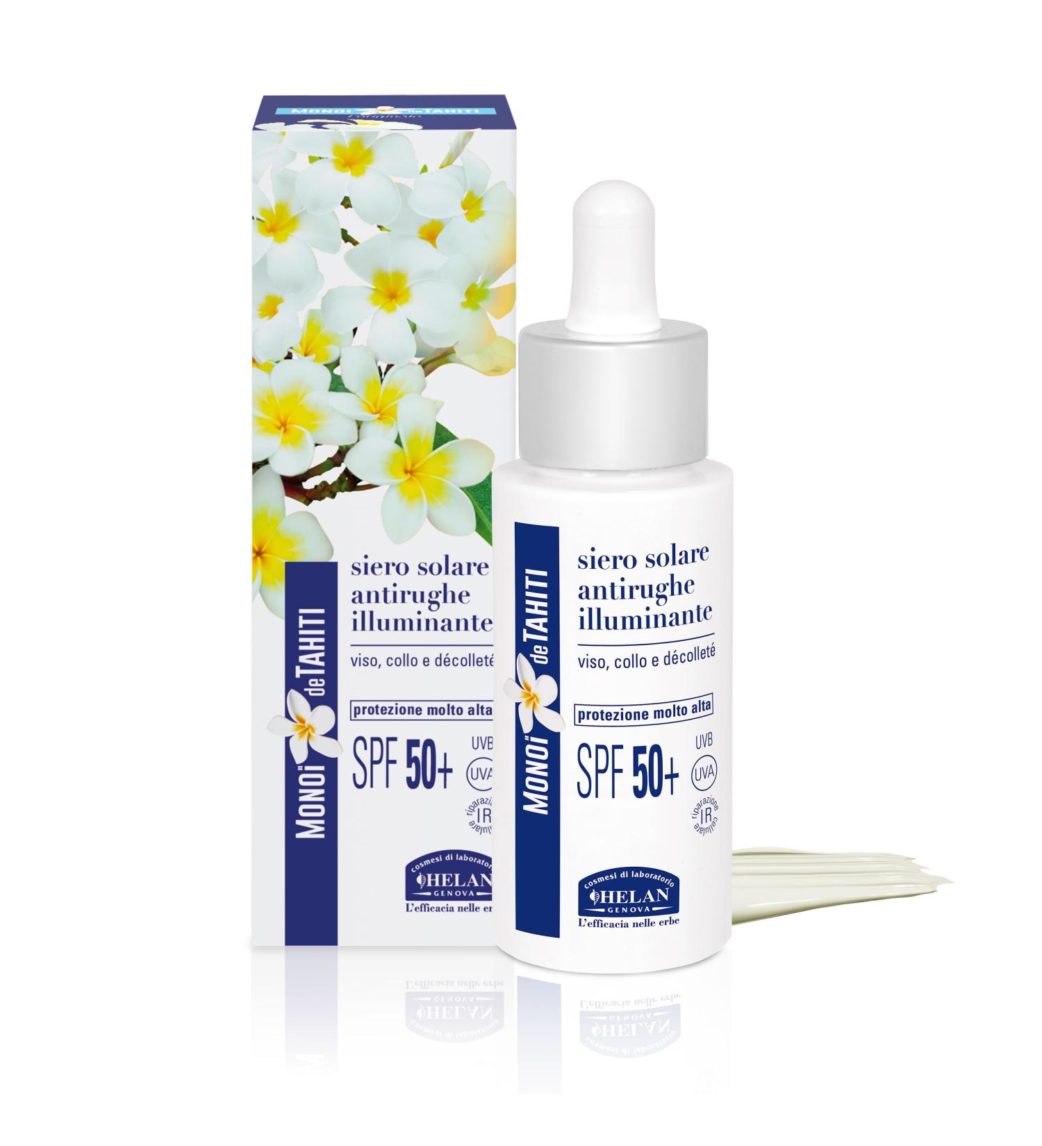 Helan Mono de Tahiti - Anti-Wrinkle Moisturising Face Serum with Vitamin C and E Skincare with Sun Protection 50+ Face Protect Collagen against Blue Light Illuminating Face Serum 2in1 30 ml - Buy Online on GoSupps.com