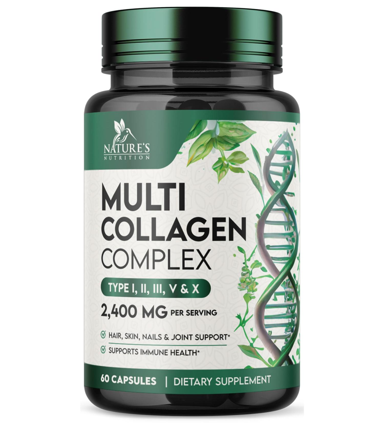 Multi Collagen 2400mg - Advanced Formula Types I II III V X - Hydrolyzed Multi Collagen Pills - Collagen Peptides Supplements for Women & Men - Hair Skin & Nail Support Supplement - 60 Capsules 60 Count (Pack of 1) - Buy Online on GoSupps.com