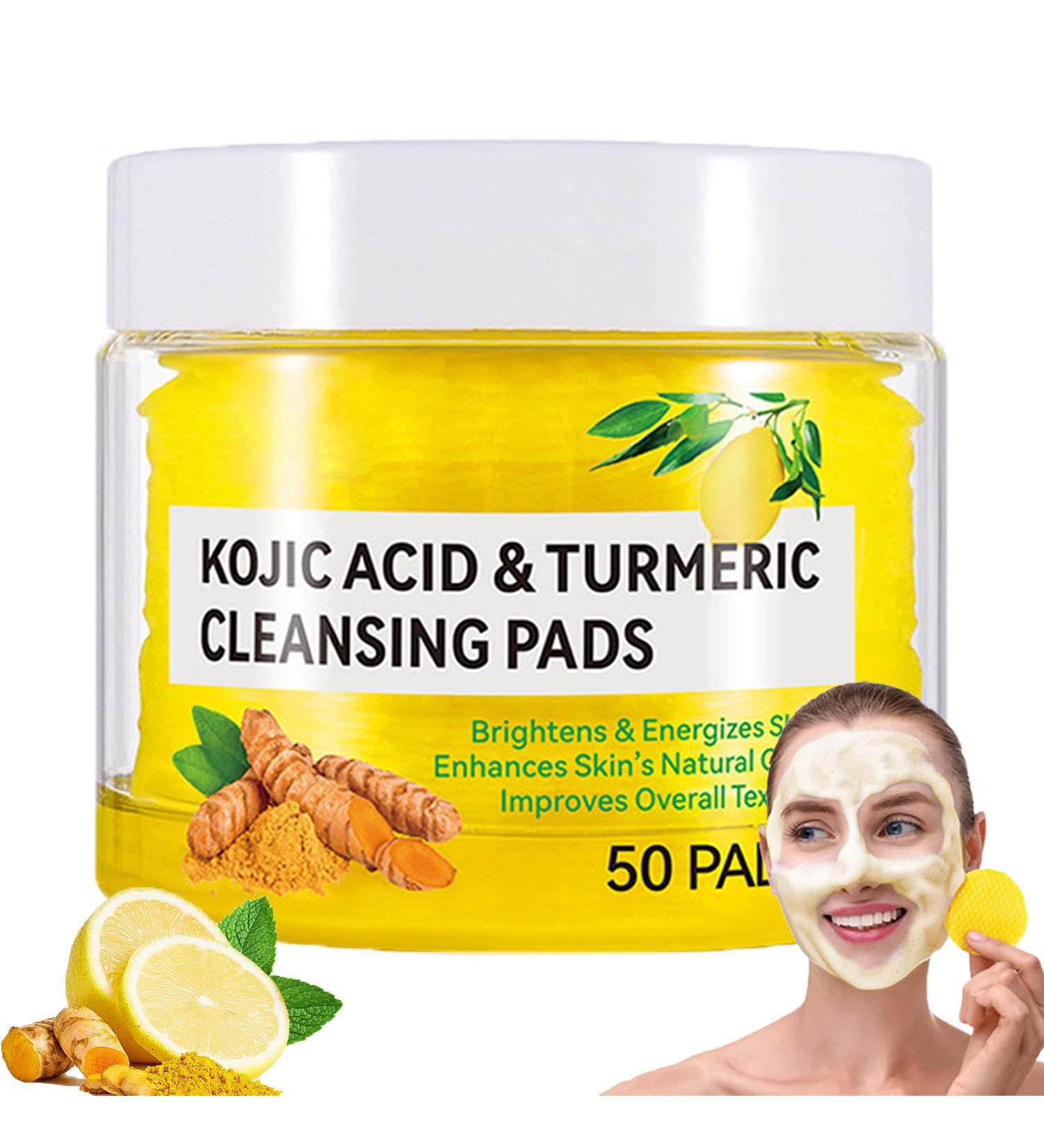 Turmeric Kojic Acid Cleansing Pads - Brightening Face Scrub for Dark Spots | 50pcs Gentle & Safe Skin Balance - Buy Online on GoSupps.com