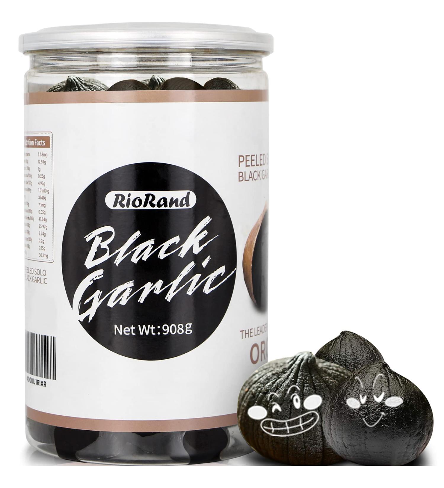 RioRand Black Garlic 908g - Full 90 Days Aged Whole Peeled Garlic | Equivalent to 4lbs Black Garlic Jar | 2 Pound Pack - Buy Online on GoSupps.com