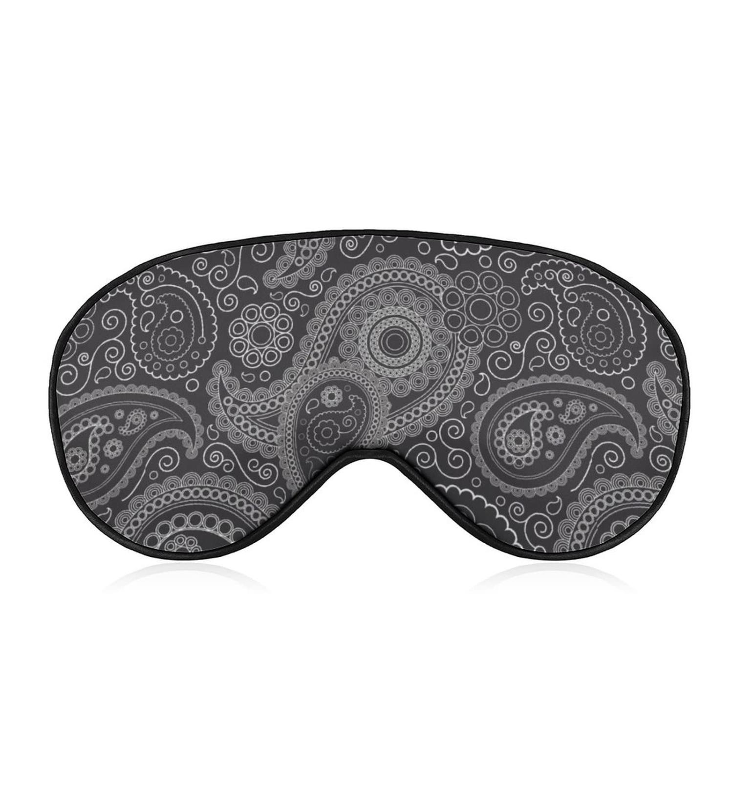 Black and White Paisley Sleep Mask for Women - Adjustable Eye Shades with Elastic Strap for Comfortable Sleep - Buy Online on GoSupps.com