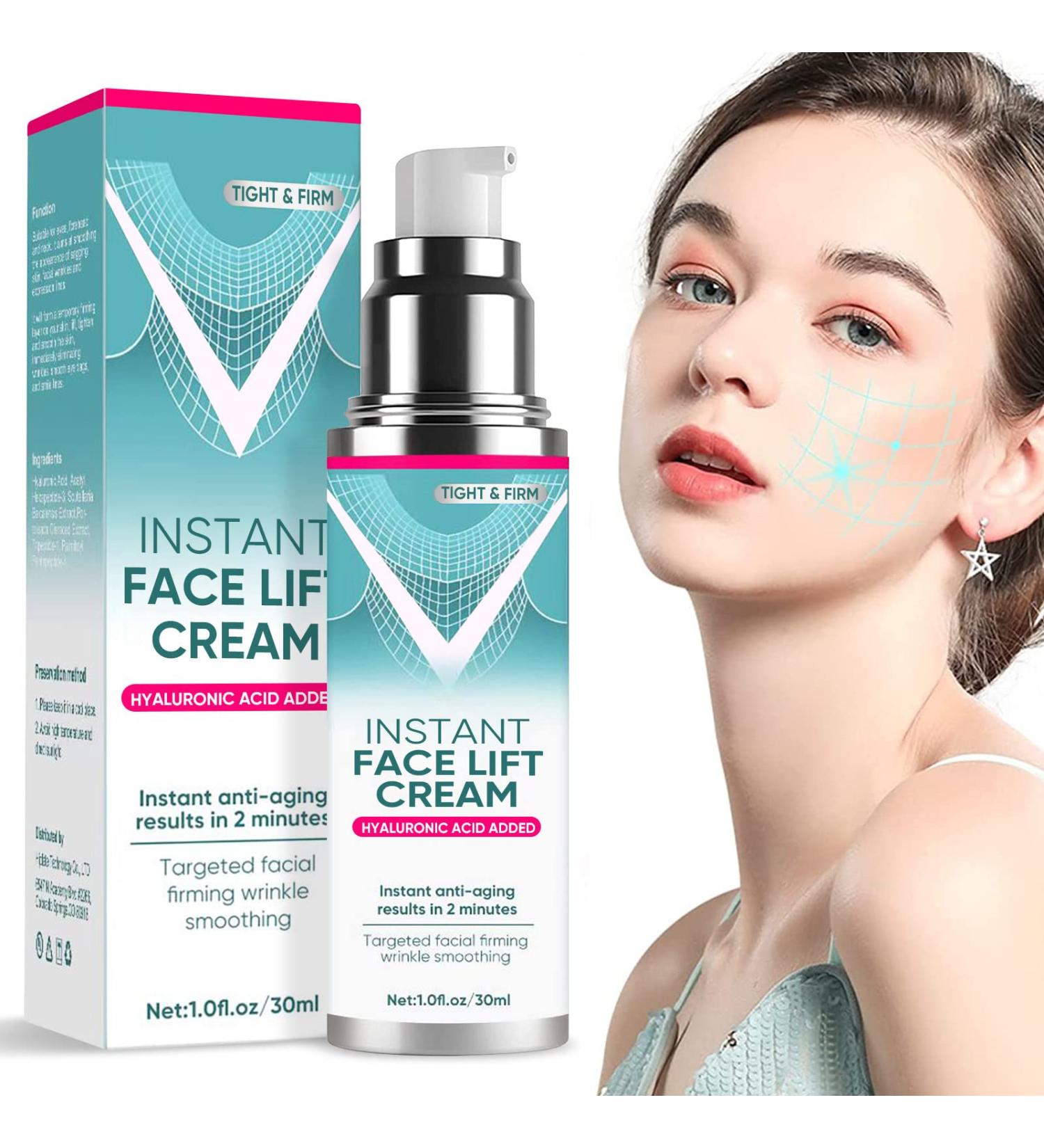 Instant Face Lift Cream with Hyaluronic Acid - Anti-aging Serum for Fine Lines, Wrinkles, and Sagging Skin - 2 Minute Results - Buy Online on GoSupps.com