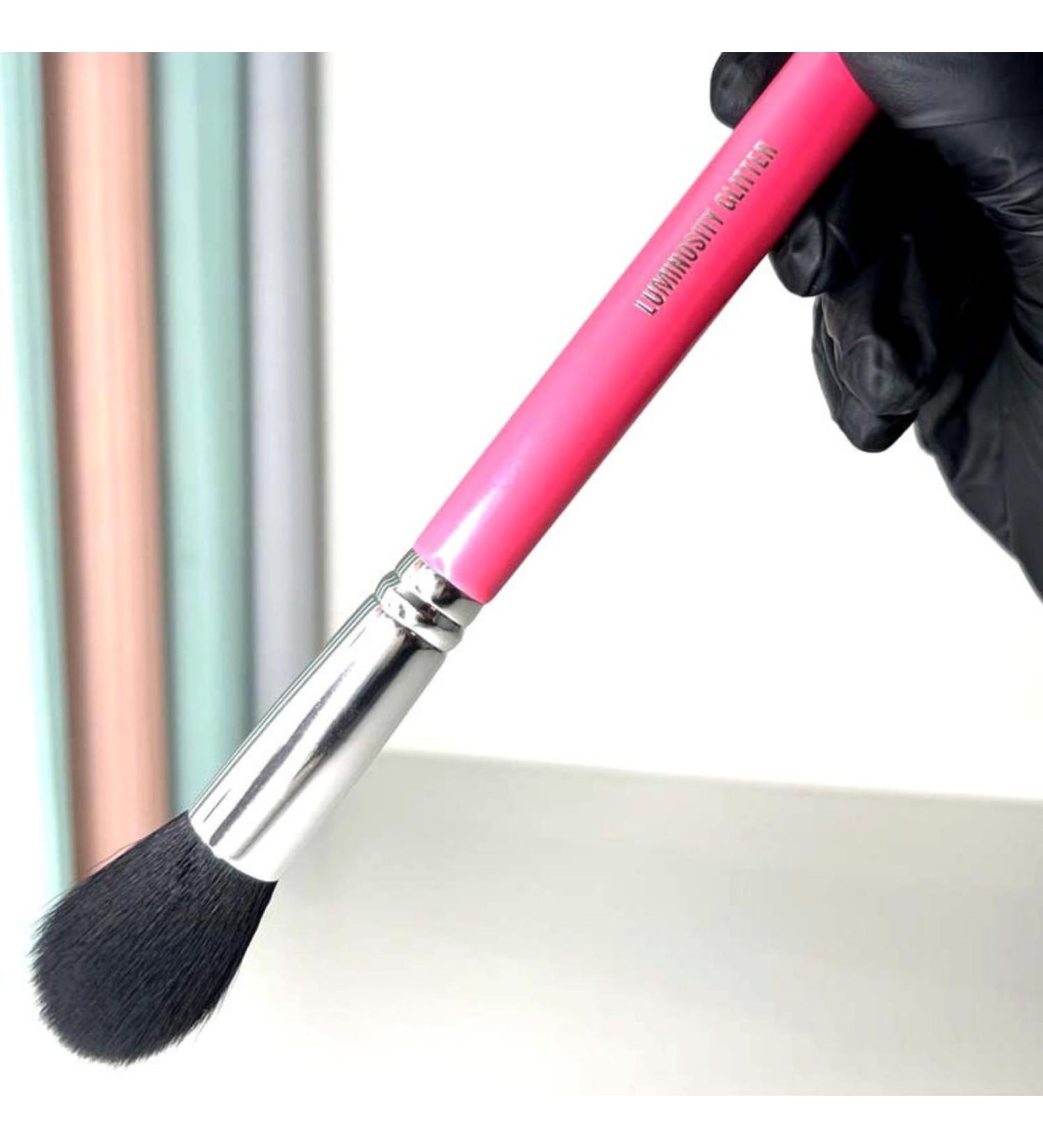 Hot Pink Glitter and Makeup Brush Hot Pink Wood Handle Soft Synthetic Bristles Glitter Application Brush