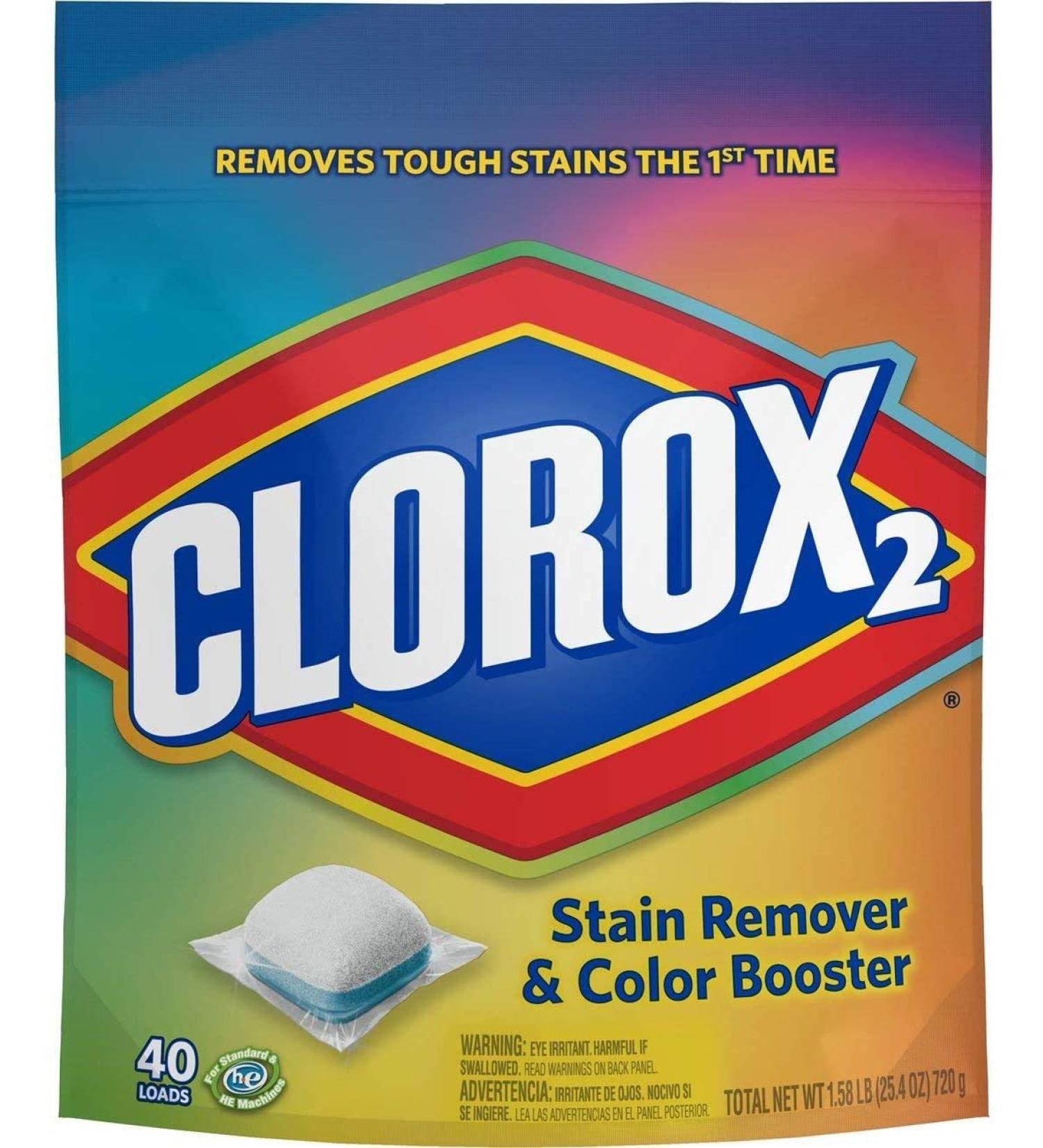 Clorox2 Stain Fighter & Color Booster 40 ct - Multi-Purpose Stain Remover for Bright Colors | International Shipping Available - Buy Online on GoSupps.com
