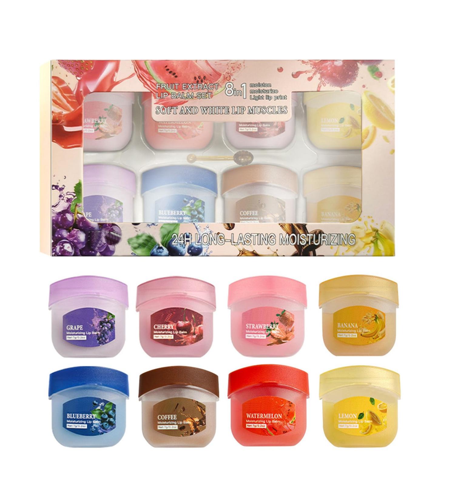 8pcs Lip Balm Set Moisturizes Softens Exfoliates & Plumping With Instant Hydration For A Softer & Smoother Pout Lip Mask For Very Dry Lips Cracked Dry Lips Lip Care Lip Treatment 7g*8 - Buy Online on GoSupps.com