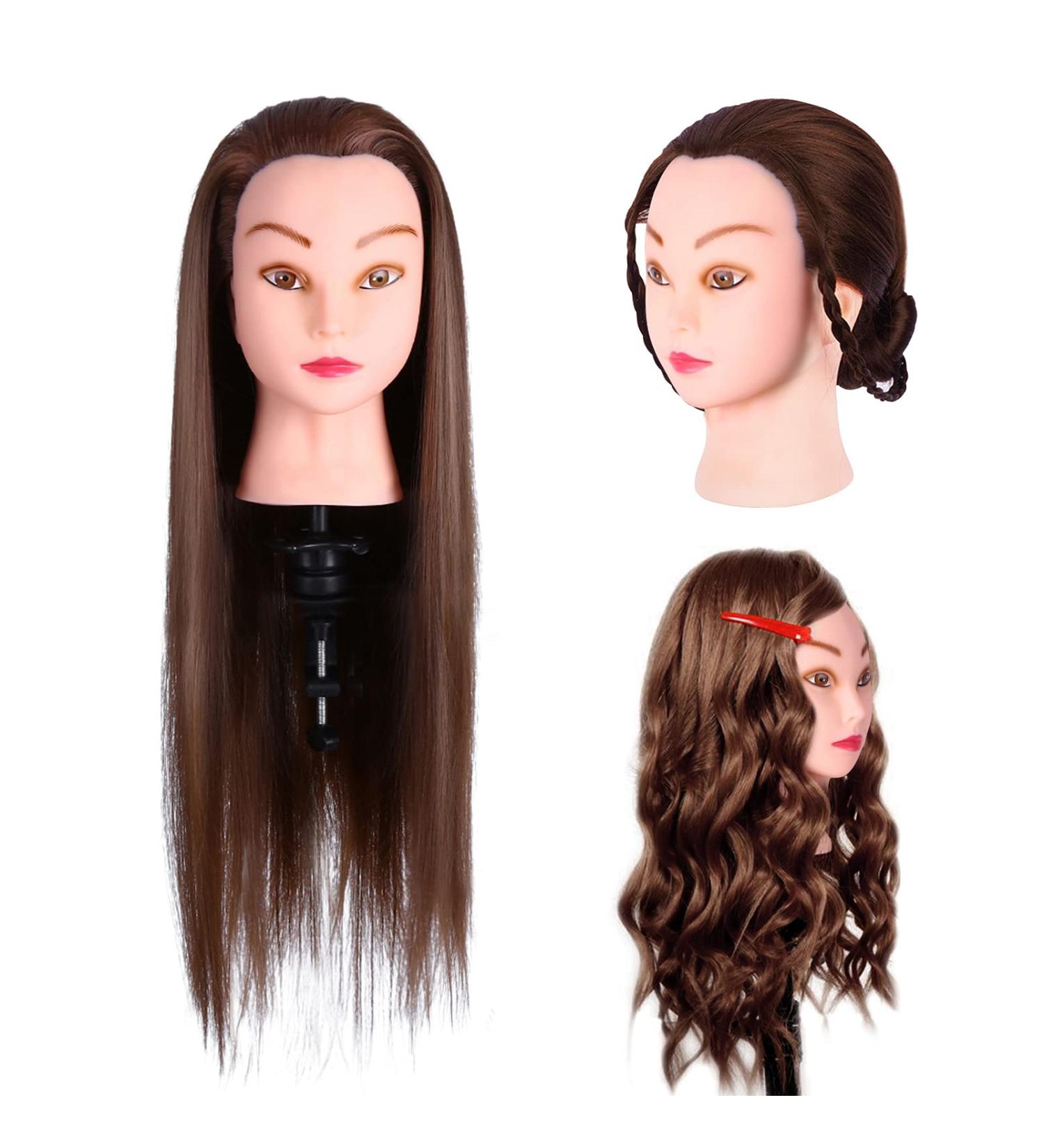 Shop Brown Training Hairdressing Head - Exercise Mannequin with Free Clamp Holder | International Shipping Available - Buy Online on GoSupps.com