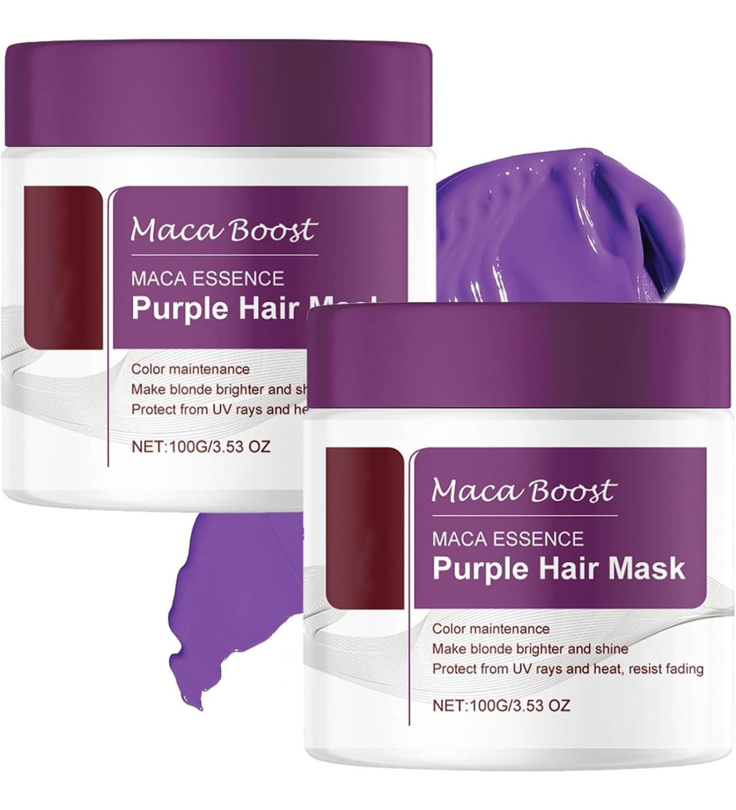 Maca Essence Purple Hair Mask Maca Purple Hair Mask Collagen Hair Mask Purple Moisturizing Conditioner Neutralizes Brass and Yellow Tones (2pcs) - Buy Online on GoSupps.com