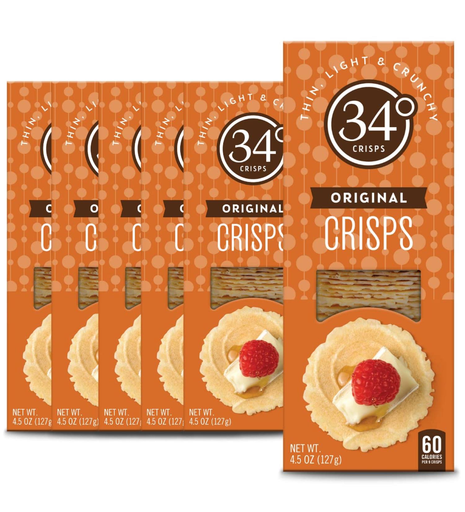 34 Degrees Original Crisps | Thin & Crunchy 6 Pack (4.5oz Each) | Light Snacking Delight - Buy Online on GoSupps.com