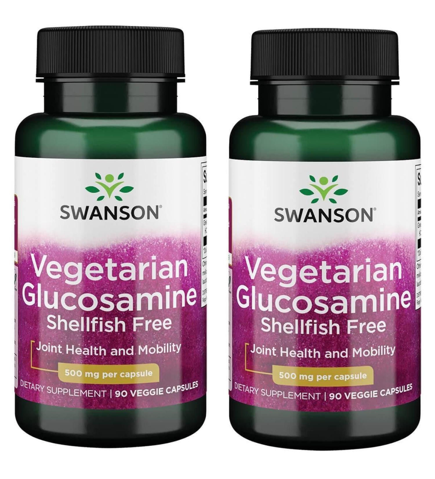 Swanson Vegetarian Glucosamine - Shellfish Free 500 Milligrams 90 Veg Capsules (2 Pack)