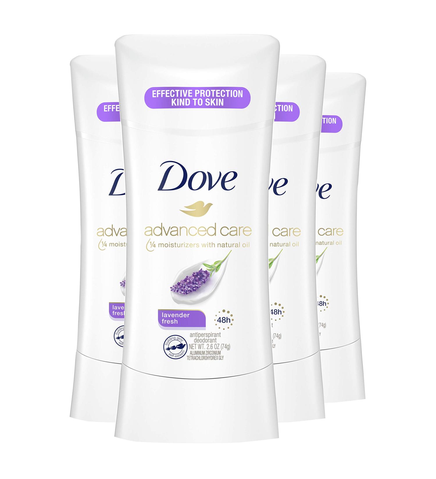 Dove Advanced Care Lavender Fresh Antiperspirant Deodorant Stick for Women 2.6oz (Pack of 4) - 48-Hour Protection for Soft Underarms - Buy Online on GoSupps.com