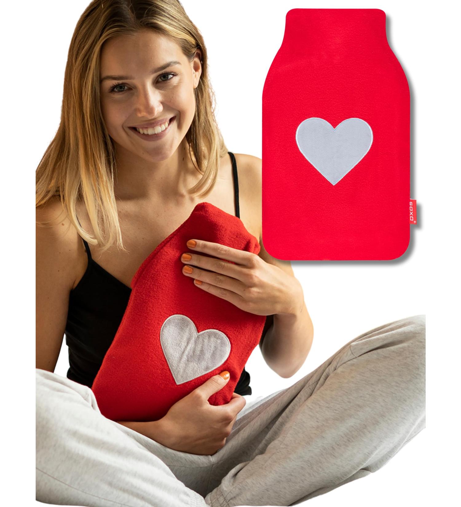 Funny Hot Water Bottle with Cover - Perfect Gift for Women & Men | Soxo Red & Grey Heart - Buy Online on GoSupps.com