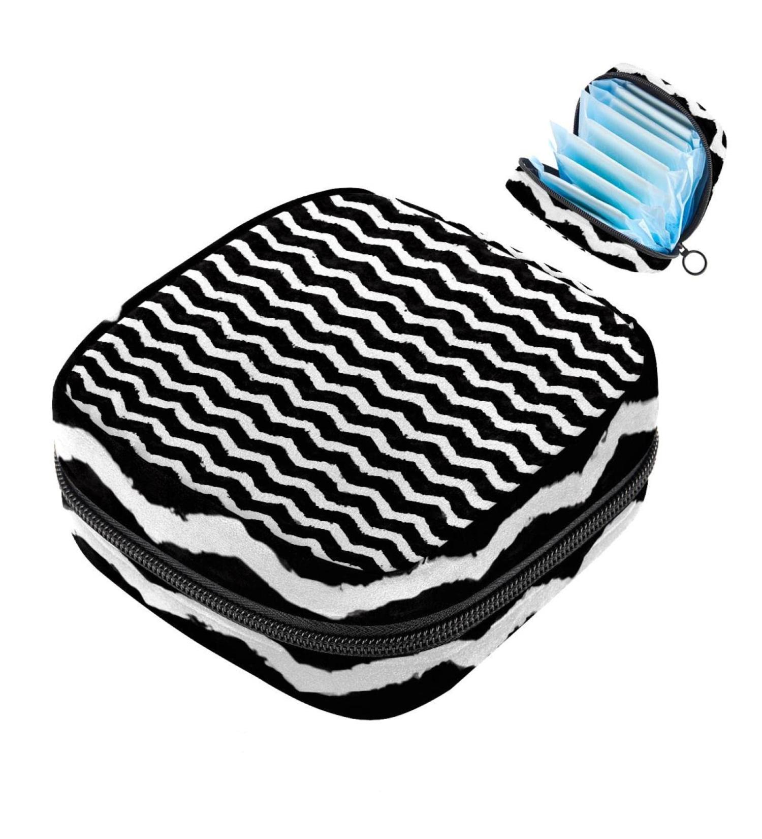 Buy Women's Bands Storage Bag - Large Capacity Menstrual Cup & Makeup Organizer - Travel Essential - Black & White Stripes - Buy Online on GoSupps.com